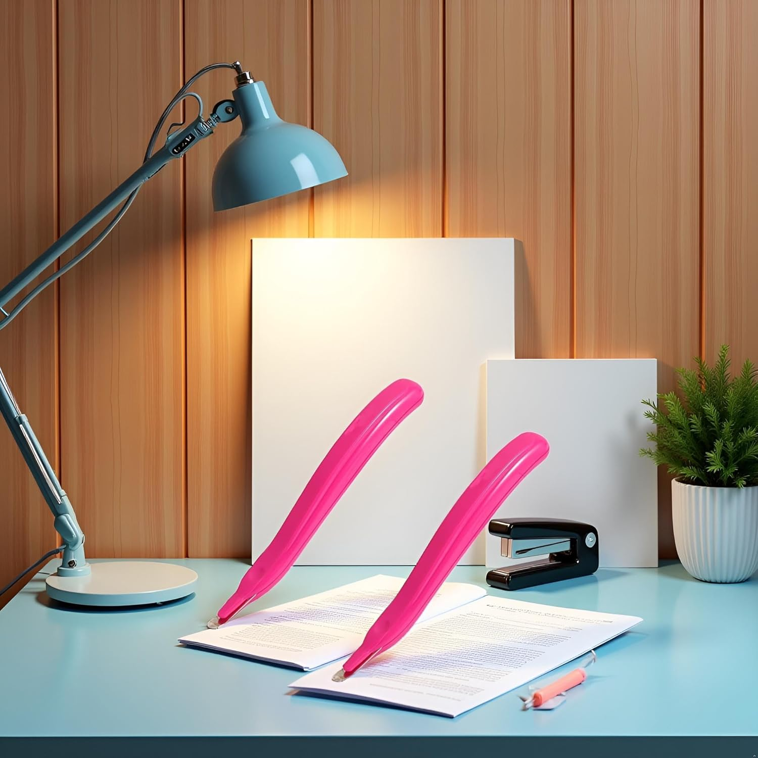 2Pcs Pink Portable Staple Remover,Staple Puller Tool Magnetic Head Staple Removal Tool Handheld Staple Puller,Pen Type Staple Remover Binding Supplies Office and School Products image number 4