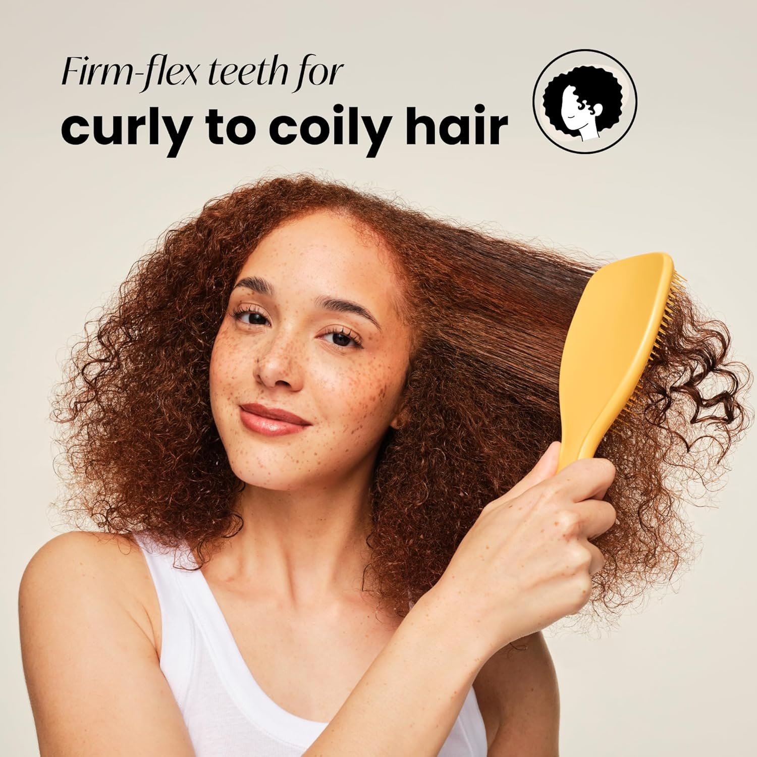 Tangle Teezer Ultimate Detangler Large Brush for Natural Curls - for Defined Curls and Afro 3C-4C Less Frizz - Double Bristle Detangling Brush - Daffodil Yellow image number 1