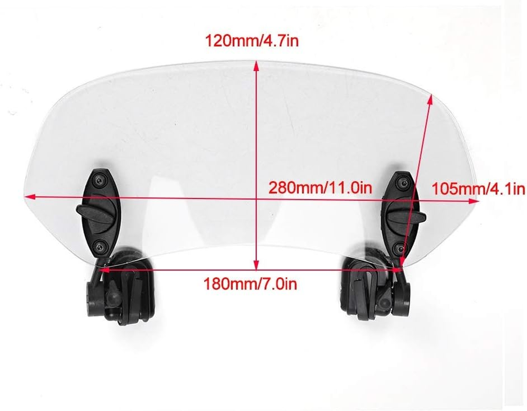 Motorcycle Universal Windshield - Universal Motorcycle Adjustable Clip on Windscreen Wind Deflector Windshield Accessories image number 4