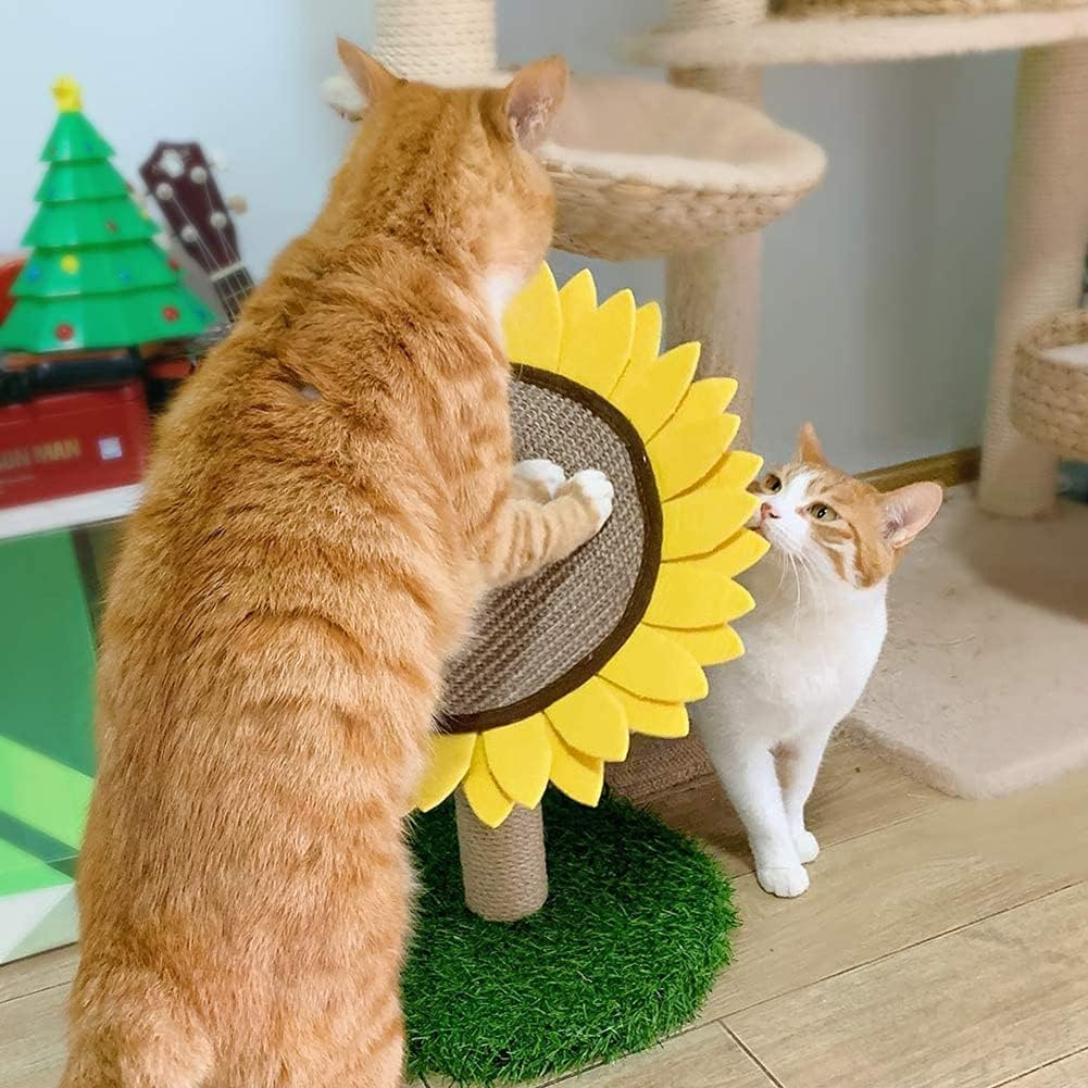 TOMVAES Mushroom Cat Scratching Post, Sisal Rope Scratcher, Interactive Cat Toy, Cat Tree Climbing Tower, Sunflower image number 2