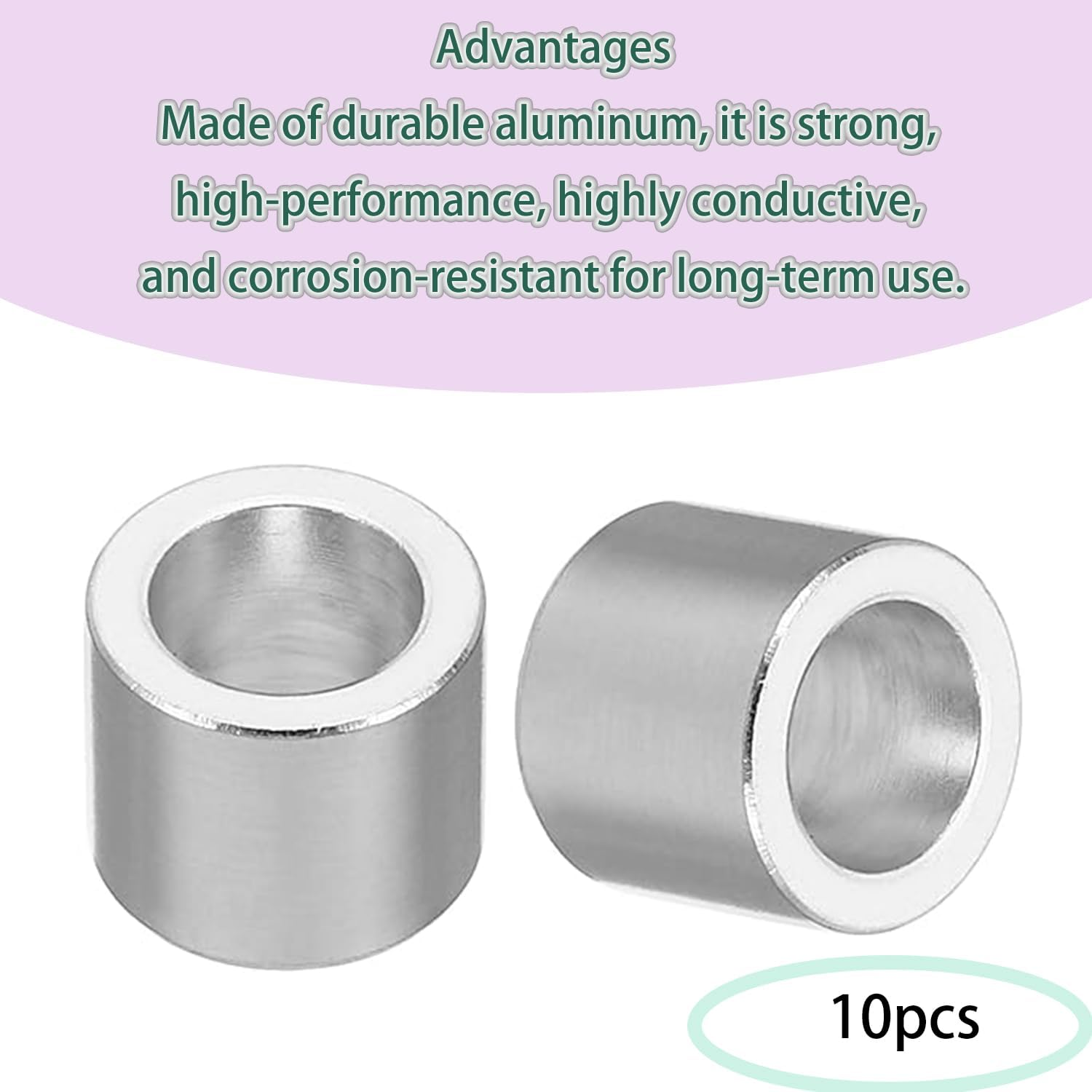 Roczential 10-Pack M6 Stainless Steel Spacers, Metal Spacer 6.1Mm ID X 10Mm OD X 10Mm L Spacer Screw Standoff round for 1/4" or M6 Screw Bolts image number 2