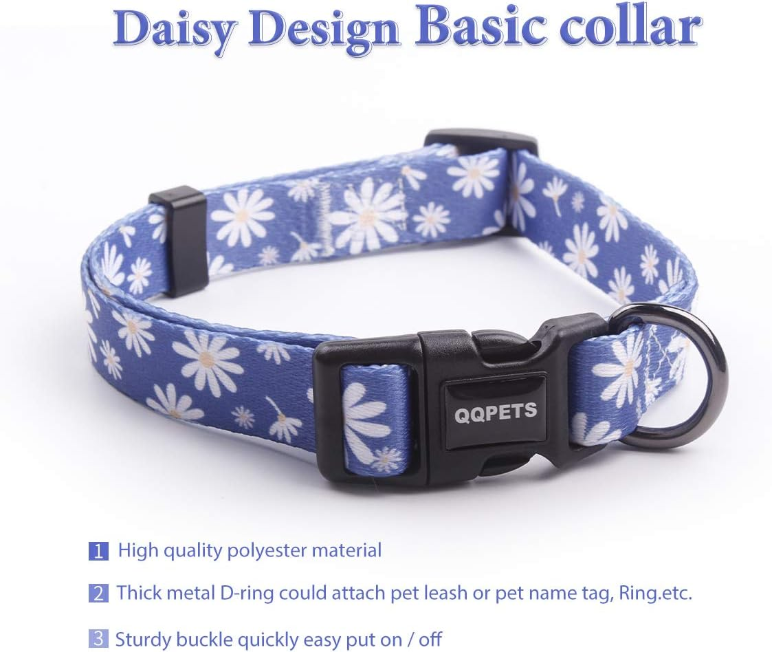 Dog Harness Collar Leash Set - No Pull Pet Adjustable Back Clip Halter Basic Collar Heavy Duty 5FT Anti-Twist Leash for Extra Small Puppy Medium Large Breed Training Running (Daisy, S) image number 4