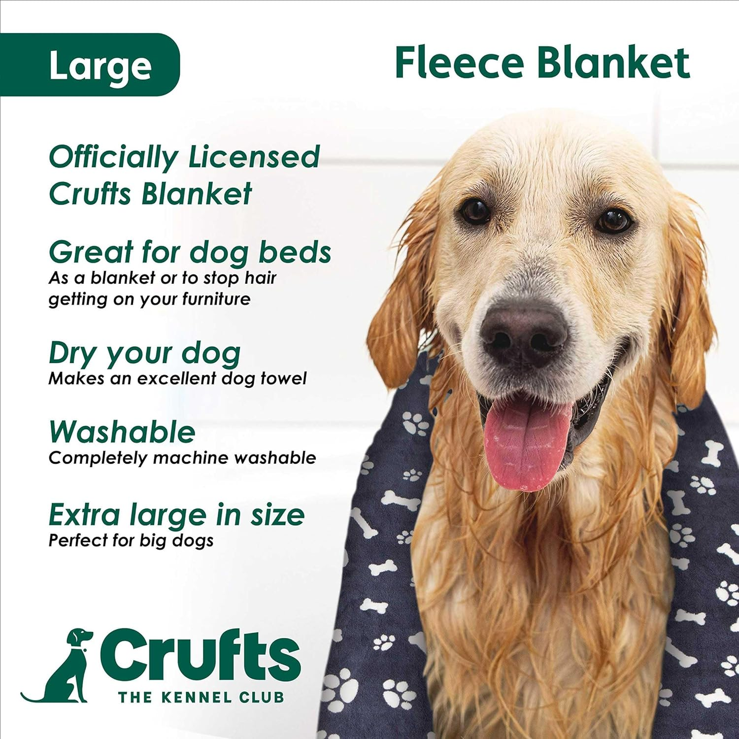 Crufts - Three Pack Medium Dog Blanket. Dog Fleece. Cat Beds. Pet Blankets for Dogs. Dog Accessories. Fleece Washable Dog Beds. Reversible Pet Towel. Official Crufts License image number 2