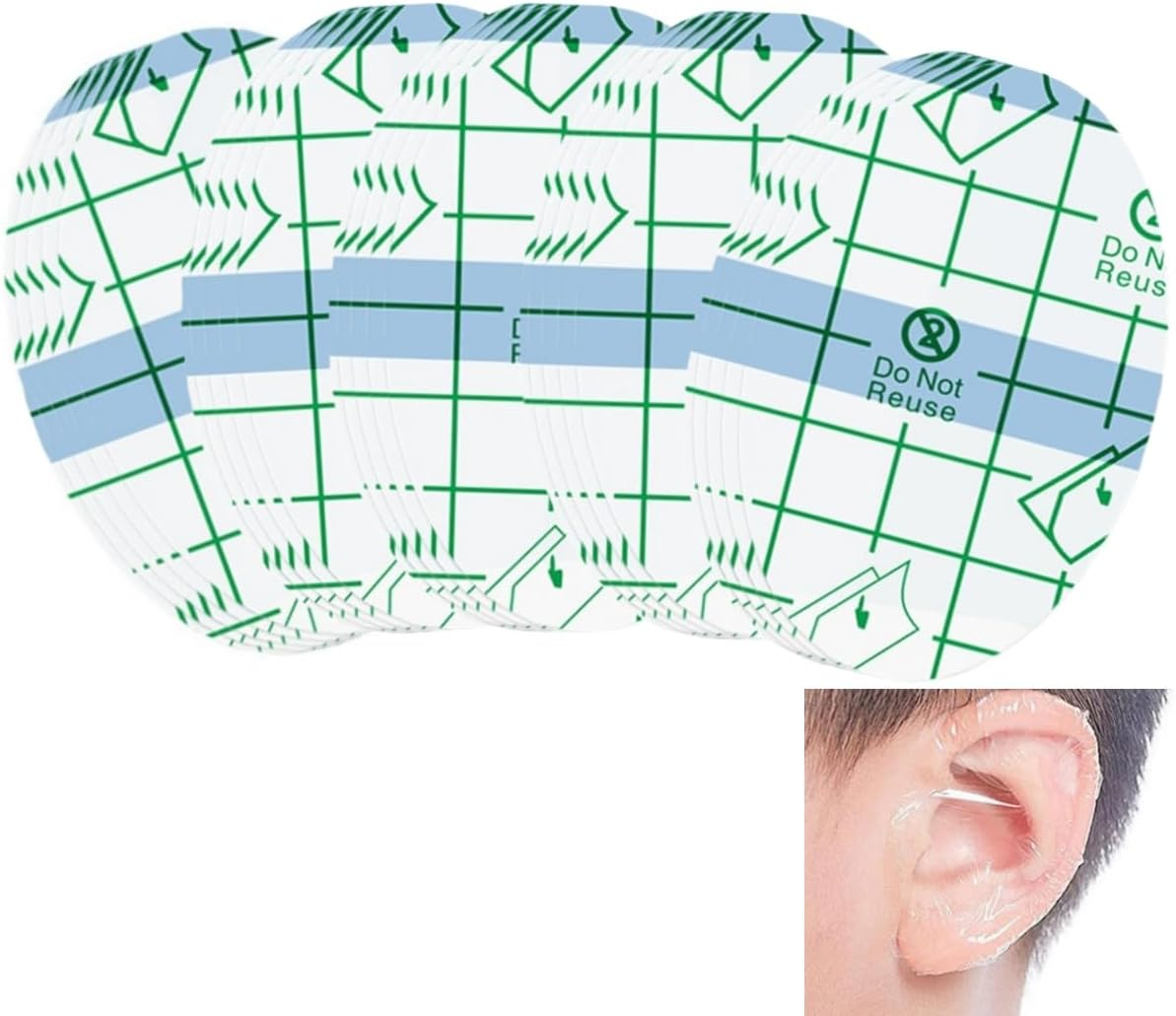 100 PCS Clear Waterproof Ear Stickers,Ywbfove Easy-Tear Back Stickers,Can Effectively Prevent Water from Entering the Ears,For Shower Bathing Swimming Surfing Water Sports Ear Protector