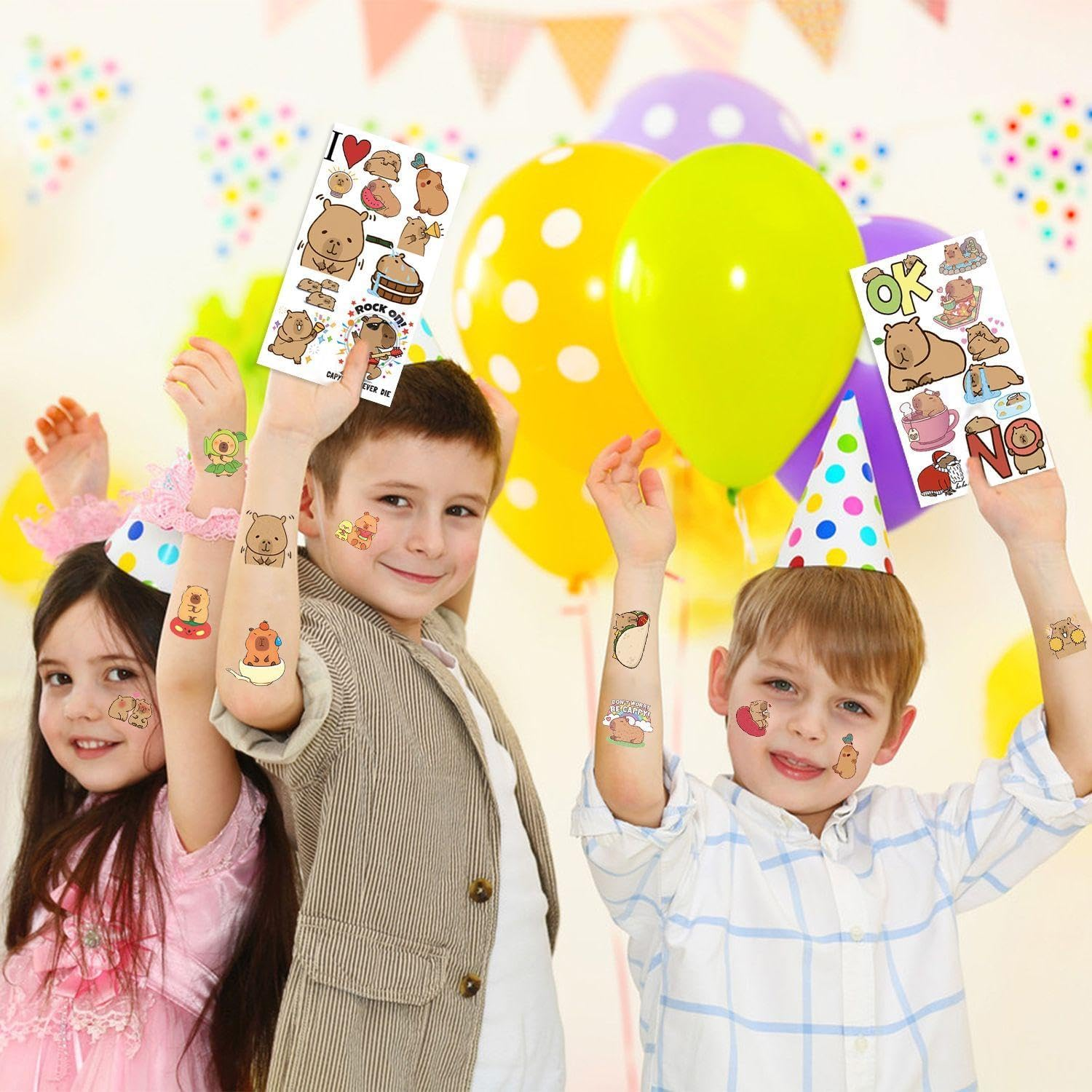 Pack of 30 Cartoon Capybar Stickers, Temporary Tattoo Stickers for Children, Waterproof Tattoo Stickers, Party Decoration, Tattoo Stickers. image number 3