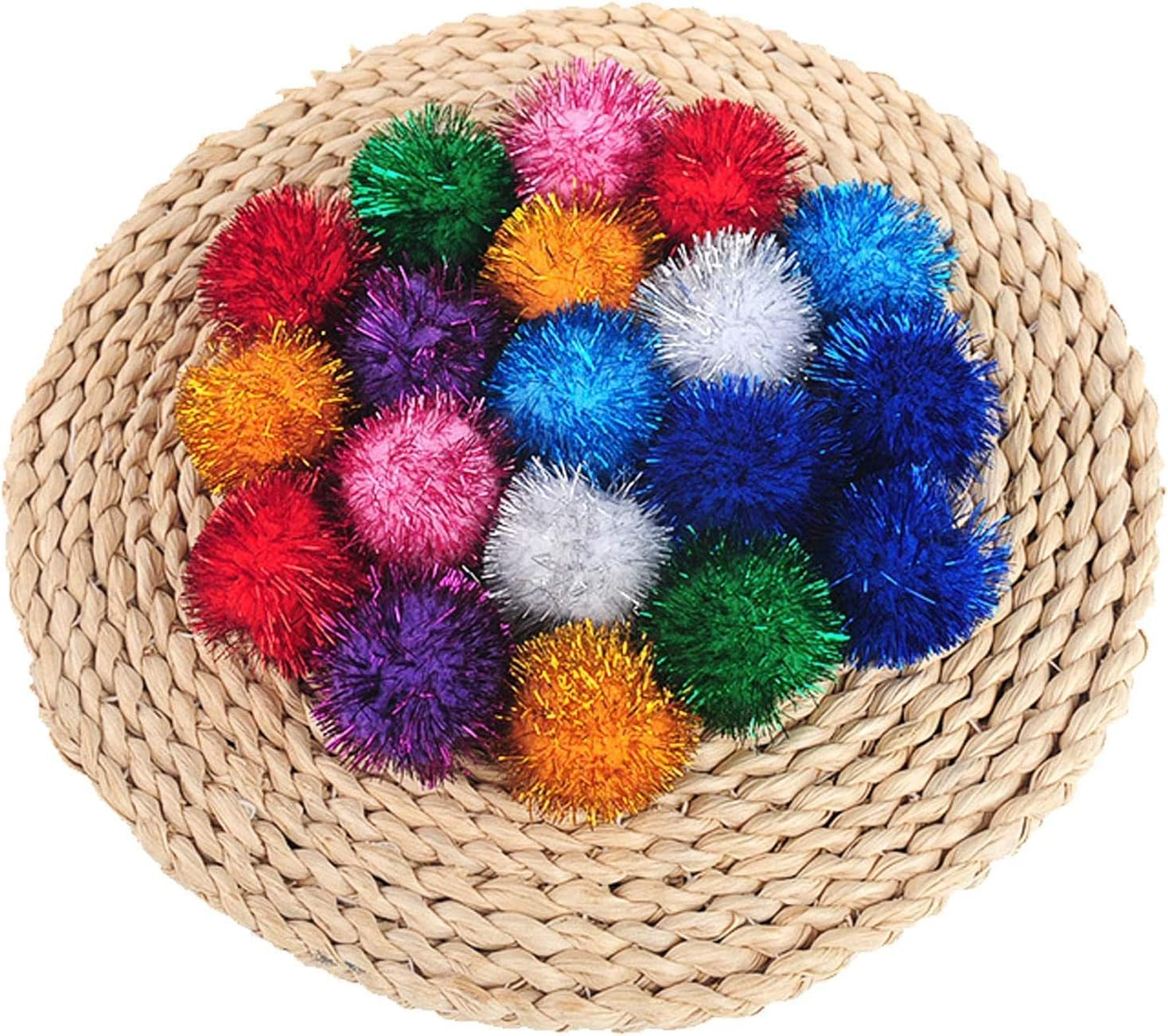 10 Pieces Cat Sparkle Balls Assorted Colour Sparkle Balls Cat Toy Balls Island Balls Cat Pom Balls Cat Toys Puff Balls Glitter Balls for Cat Kittens image number 4