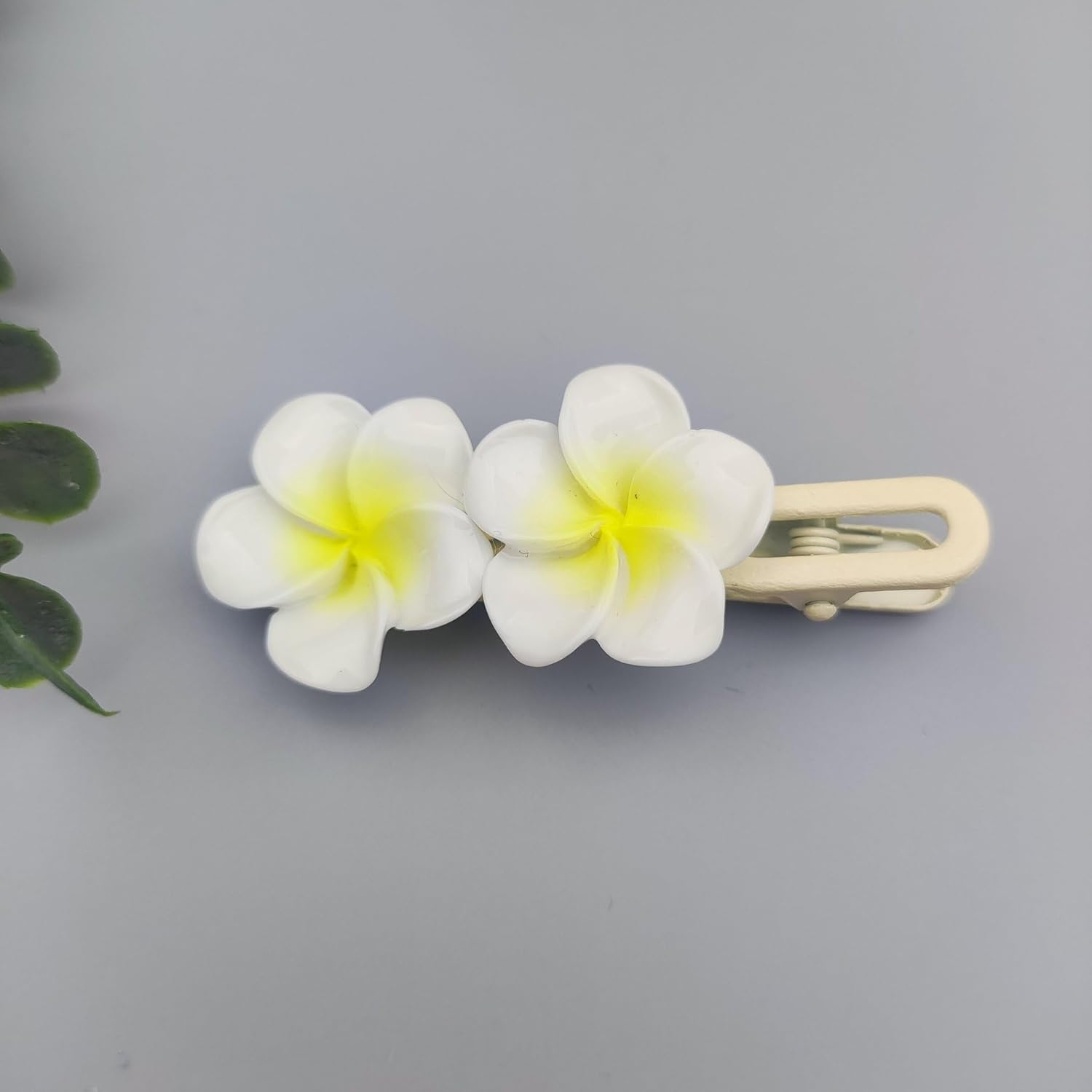 6Pcs Plumeria Flower Clips Hawaiian Frangipani Plumeria Clips Flower Hairpin Hair Accessories for Beach Wedding Summer Holiday image number 1