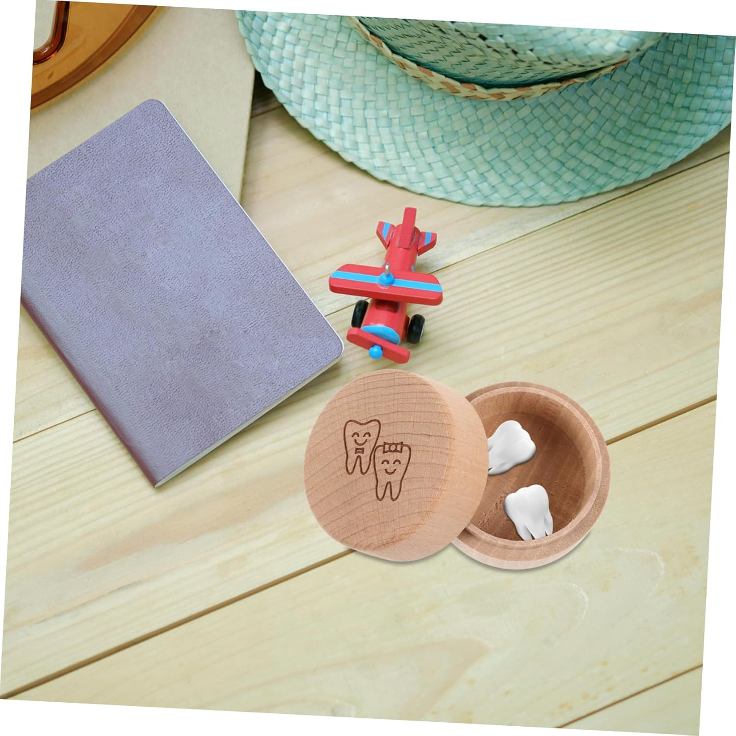 SOLUSTRE Wooden Tooth Holder Boy Girl Tooth Box Boys and Girls Souvenir Organizer Safe image number 5