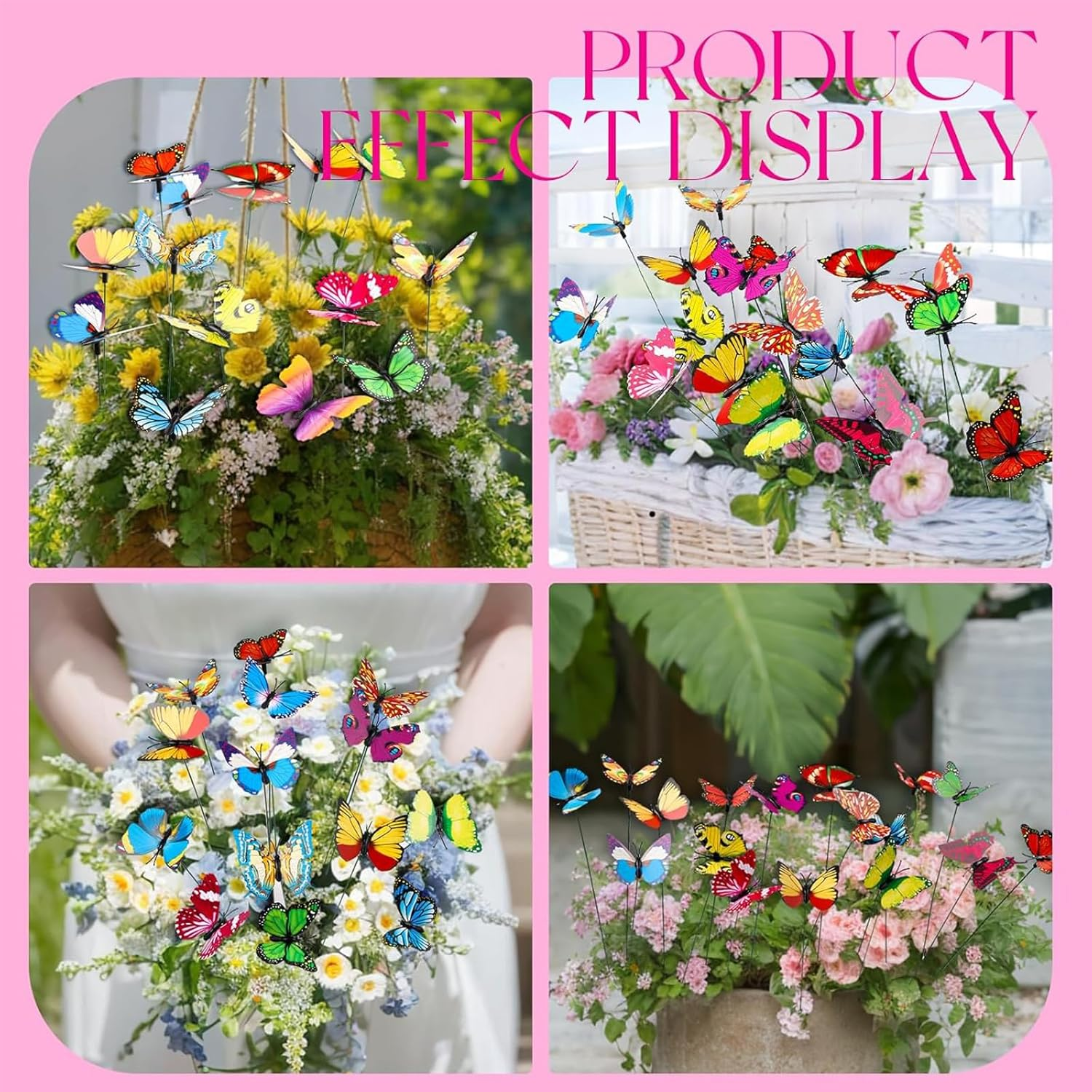 Zalizr 100 Pcs Colorful Butterfly Garden Stakes, PVC Waterproof 3D Butterfly Yard Decorations, Party Supplies for Indoor & Outdoor Use, Patio, Plant Pots, Christmas Garden Decor image number 5