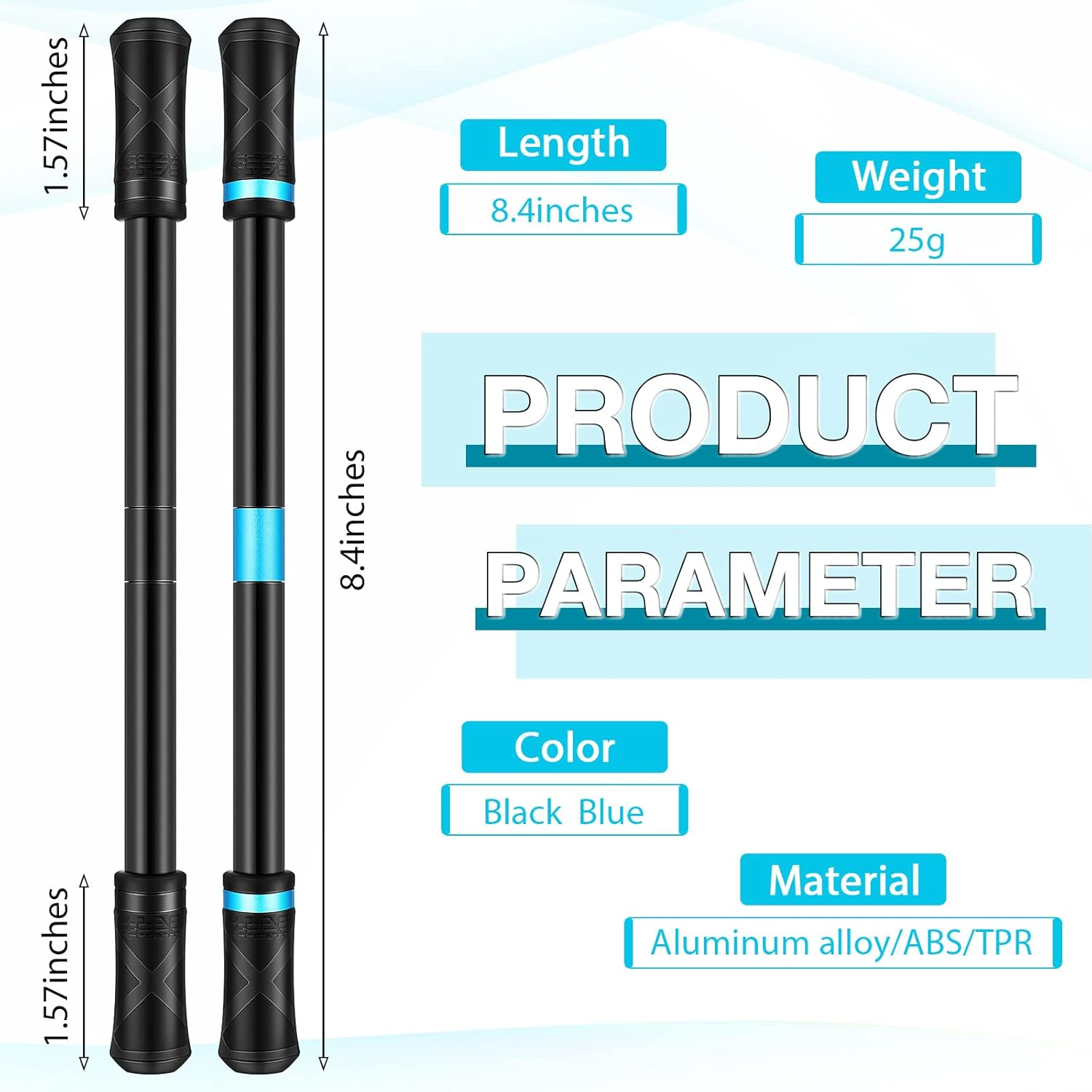 Spakon 4 Pieces Pen Spinning Spinner Finger Rotating Gaming Trick Pen Mod Stress Releasing Brain Training Toys for Kids Teens Student Games Learning Office Supplies(Black, Blue) image number 1