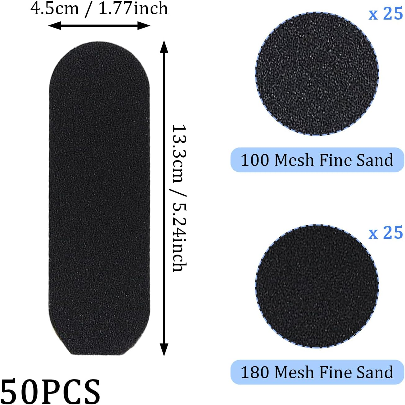 SYEYCW Pack of 50 Replacement Sandpaper Refill Pads, 100 + 180 Grit Replacement Pads, Foot Rasp Replacement Sandpaper, Self-Adhesive Foot Rasp, Replacement Pads for Pedicure File, for Dead Skin image number 5