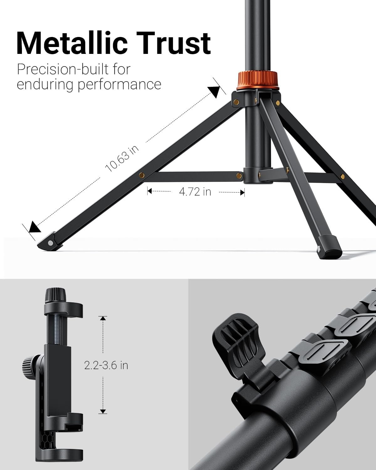 66" Phone Tripod, Tripod for Iphone with Remote & Ultimate Phone Mount, Extendable Selfie Stick Cell Phone Tripod Stand for Video Recording, Compatible for Iphone/Android/Camera image number 2