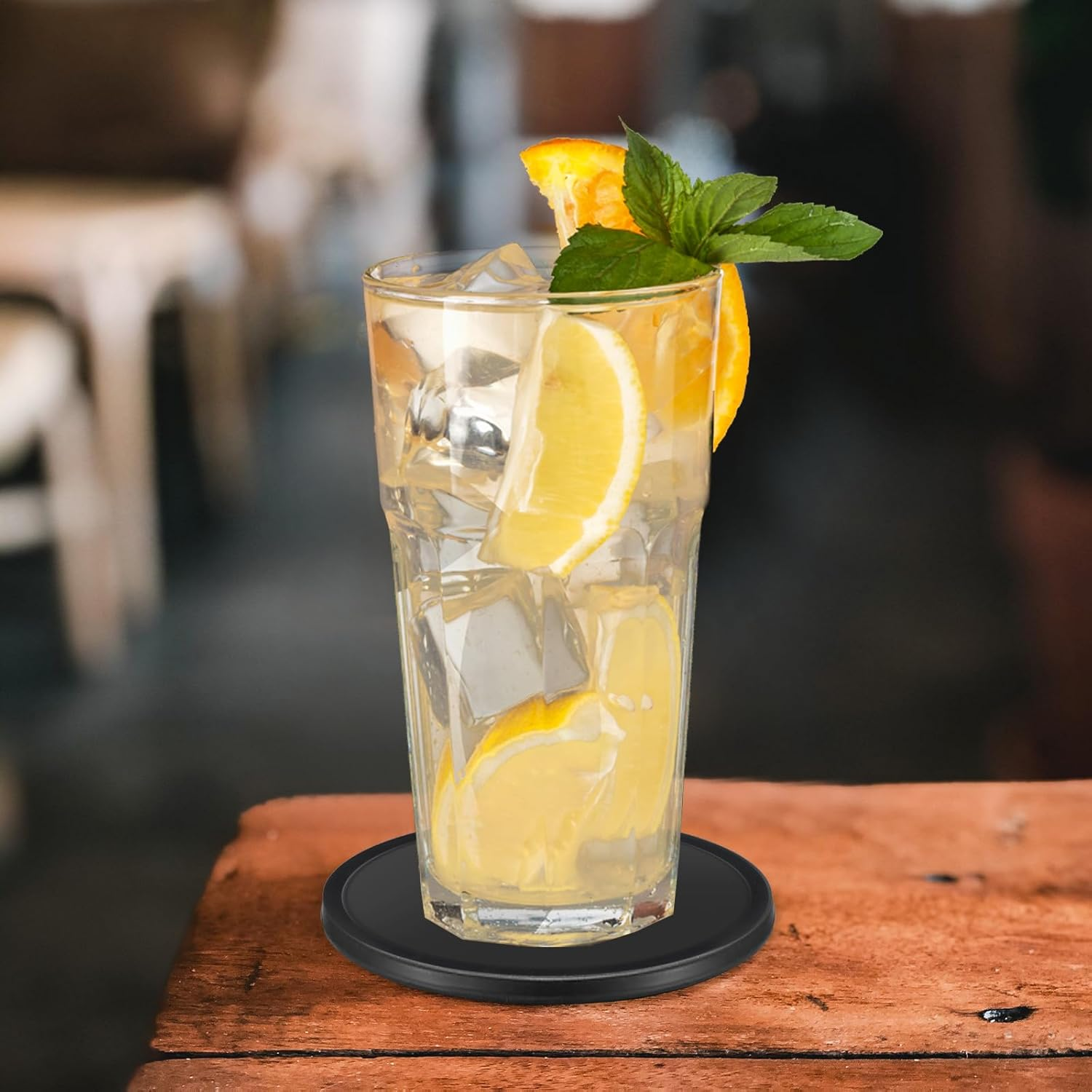 3 Pcs Silicone Coasters for Drinks, Black round Mugs Coasters Pads Mats, Protect Furniture from Scratch & Water Marks, Non Slip, for Coffee Beer Glass Home Bar - 3 Black Coasters image number 5