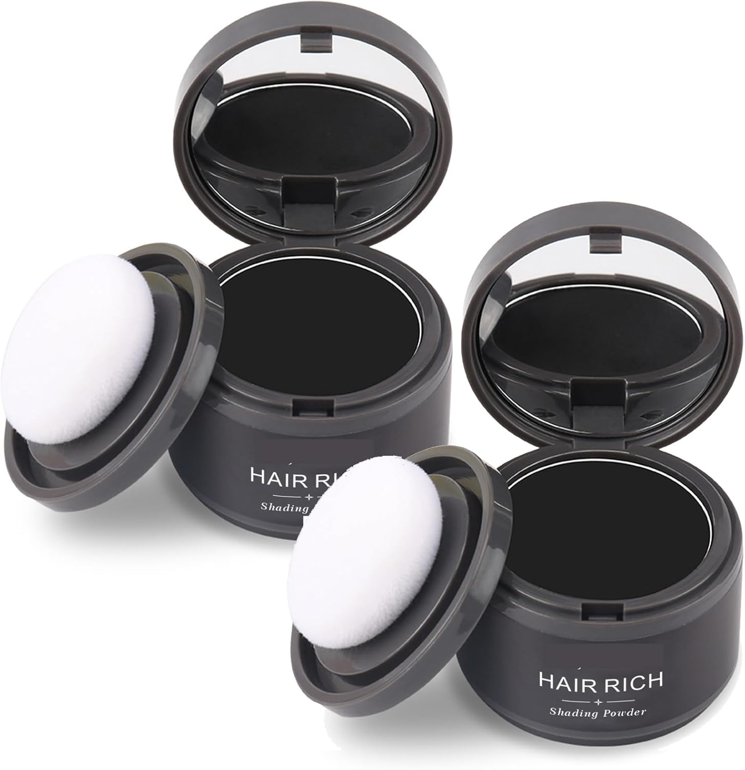 Hairline Powder-2Pcs All in One Instant Hairline & Root Bald Spot Concealer,Natural-Looking Hair Coverage Root Touch up Powder for Men and Women to Cover Greys & Refresh Roots（Black）