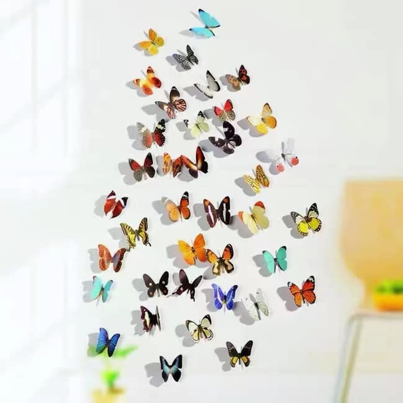 ZDY 72PCS 3D Colorful Butterfly Wall Stickers, Butterfly Wall Decals, DIY Art Decor Crafts for Classroom Offices Kids Bedroom Nursery Room(Purple, Blue, Pink, Red, Yellow, Green) image number 4