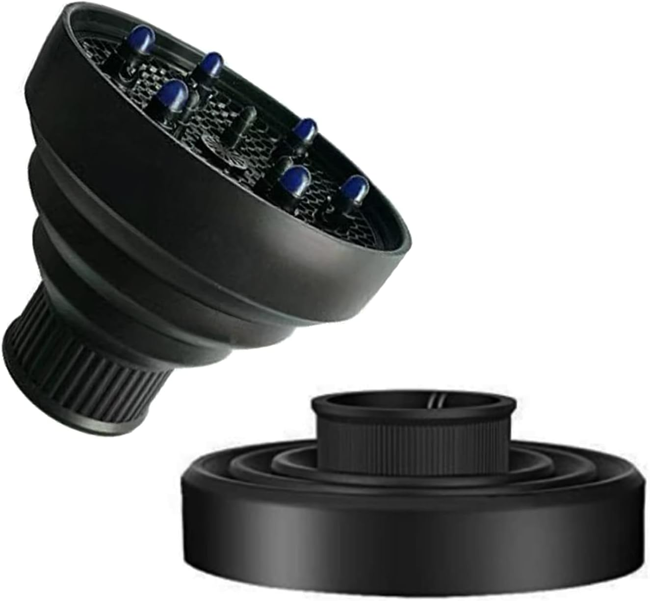 Hair Dryer Diffuser Attachment Universal Travel Folding Design Fit Most of Blow Dryers Professional Salon Lightweight Foldable Grade Tool (Black)