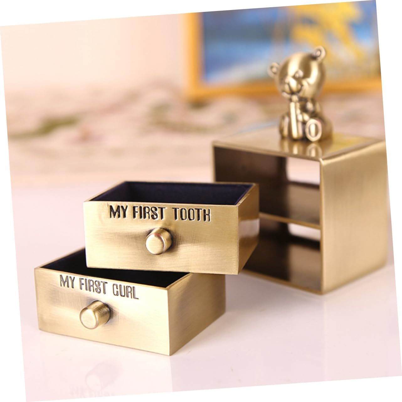 UPKOCH Tooth Curl Container Metal Keepsake Organizer Box Animals Design for First Tooth image number 4