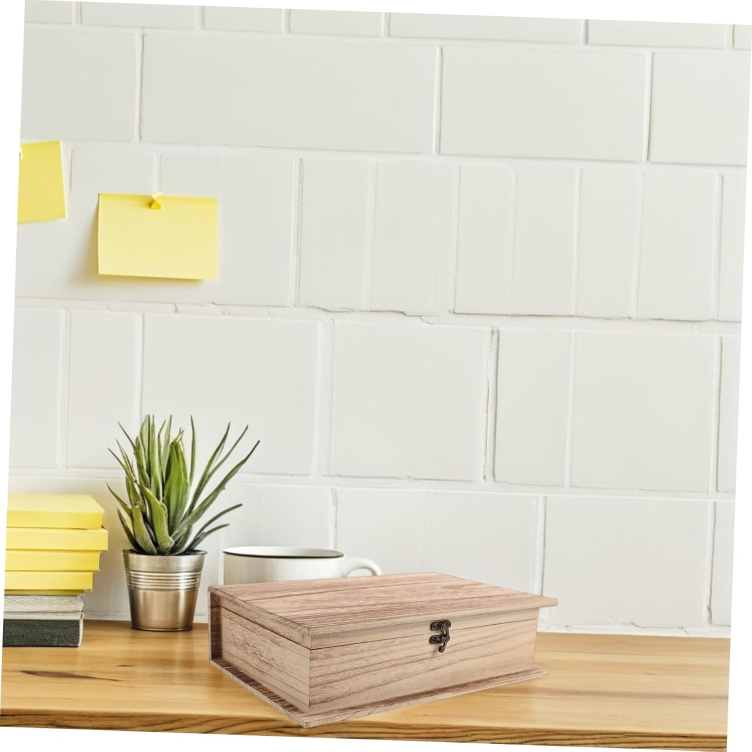 2Pcs Wooden Bible Storage Box Lockable Treasure Box Decorative Book Shape Organizer image number 1