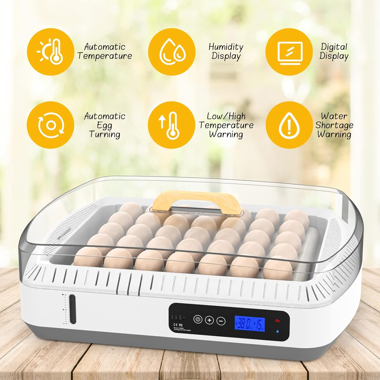 Advwin 35 Eggs Incubator for Hatching Chicken, Duckings and Turkey, Fully Automatic Egg Turning, Poultry Egg Incubator with Humidity Display, LED Candler image number 1