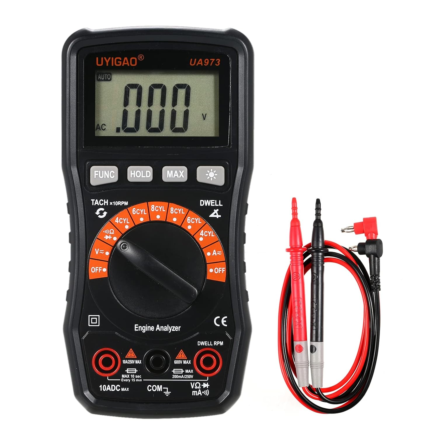 Car Multimeter, UA973 Digital Automotive Multimeter Tester Meter NCV TRMS 2000 Counts Engine Analyser Multimeter image number 5