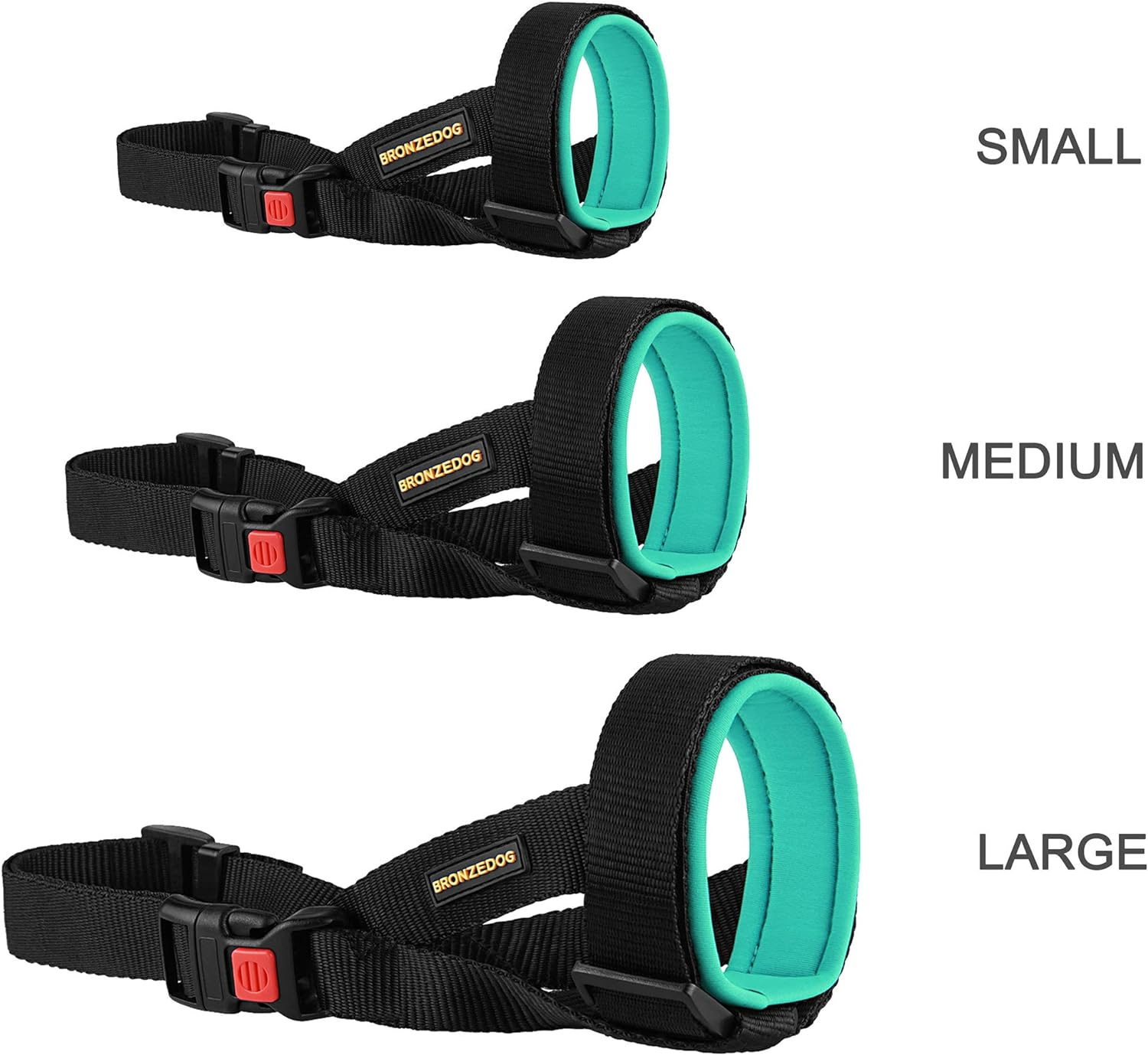 BRONZEDOG Soft Padded Nylon Dog Muzzle Adjustable Neoprene Comfort Bitting Chewing Pet Muzzles for Small Medium Large Dogs Puppy (Mint Green, Medium) image number 6