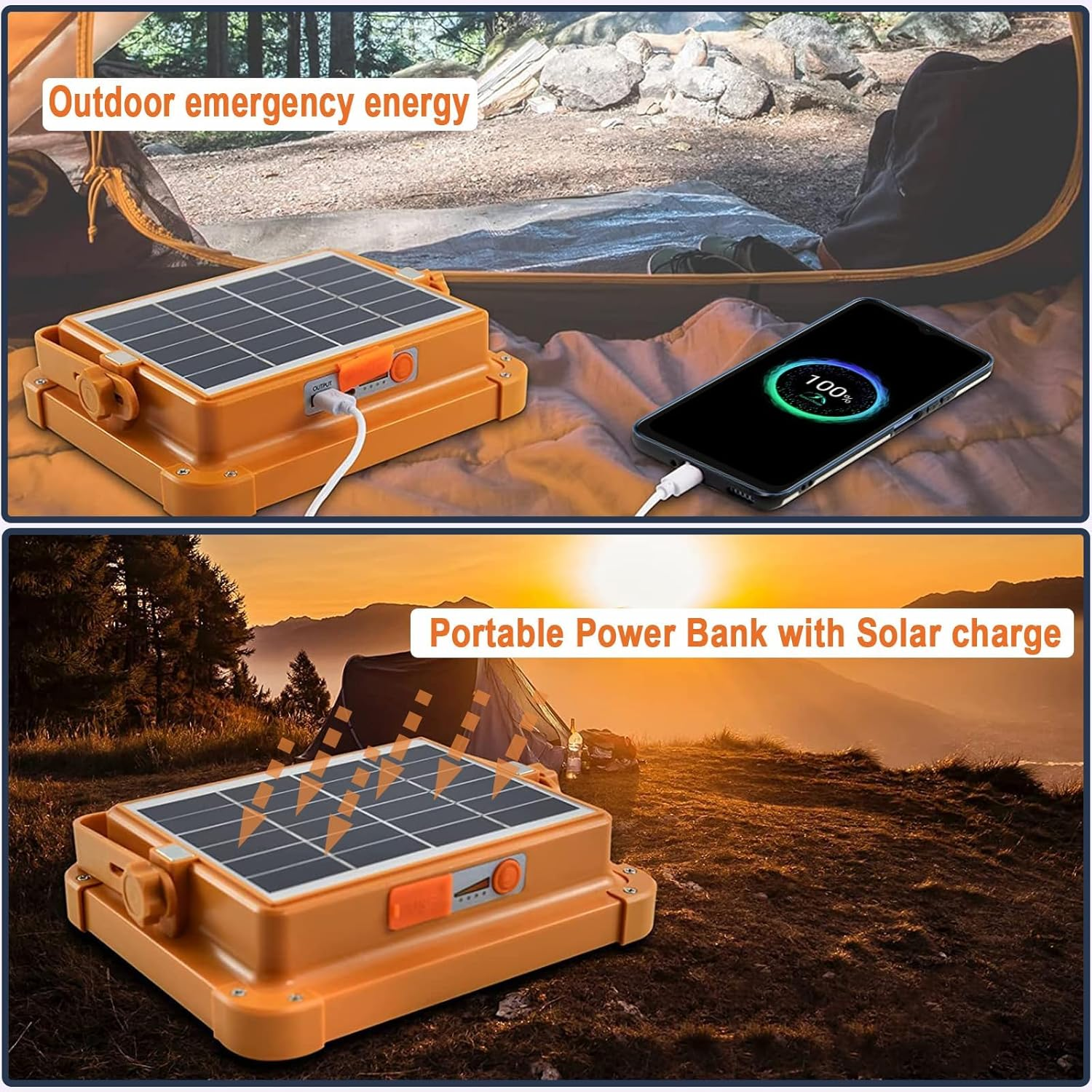 HAOON LED Work Light with Rechargeable Battery 4800Mah 10000 LM, Portable Solar Camping Lights, IP66 5 Lighting Modes Worklight for Outdoor Building Emergency Car Repairing image number 1