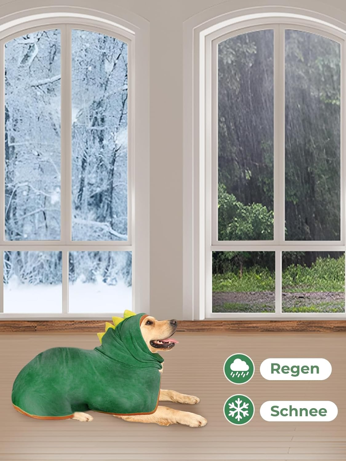 Dog Bathrobe, Quick Drying Microfibre Bath Towel, Bibykivn Adjustable Dog Towel with Velcro Closure, Absorbent Dog Bathrobe with Hat for Large Medium Dogs (S, Green) image number 5