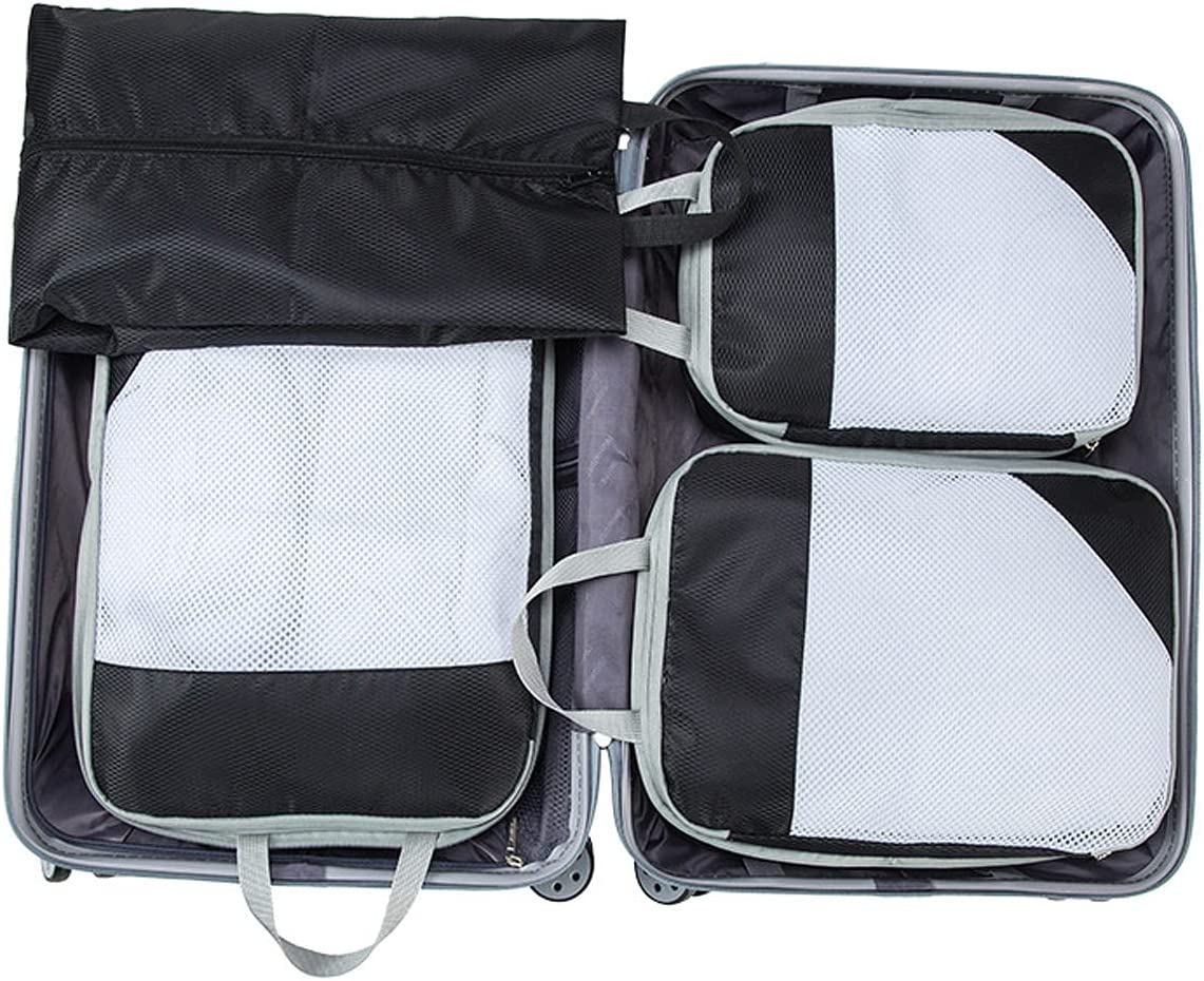 4 Set Compression Packing Cubes for Travel，Ultralight Travel Packing Cubes Set,Travel Gear Accessories (Black) - Dark Blue image number 7