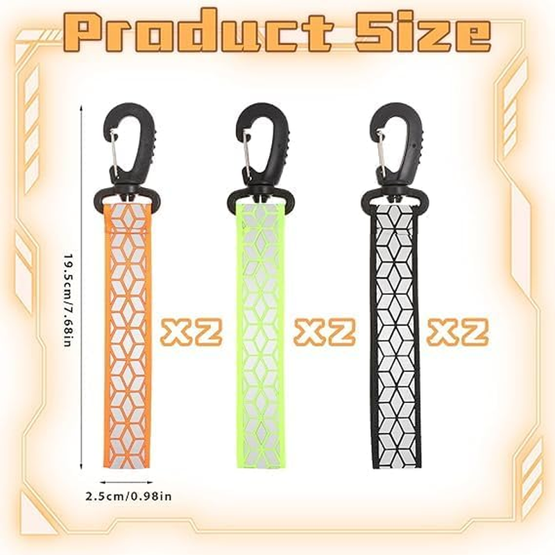 TOYSS 6Pcs Reflective Safety Keychains, Reflective Pendants, Safety Reflector Tags, Keyrings image number 3