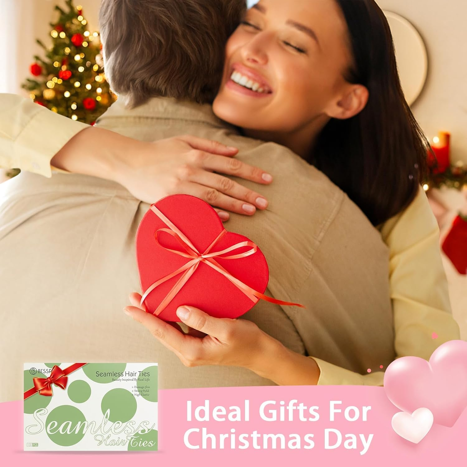 100 Pcs Thick Seamless Spring Hair Ties, Ponytail Holders Hair Accessories No Damage for Thick Hair (Spring Colors) image number 6