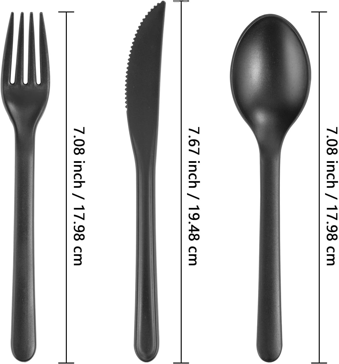 180Pcs Black Cutlery Set,Heavy Duty Cutlery Reusable Wheat Straw Tableware Set with Knife,Fork & Spoon, Dishwasher Safe,For Family Travel Party Outdoor Picnics image number 2
