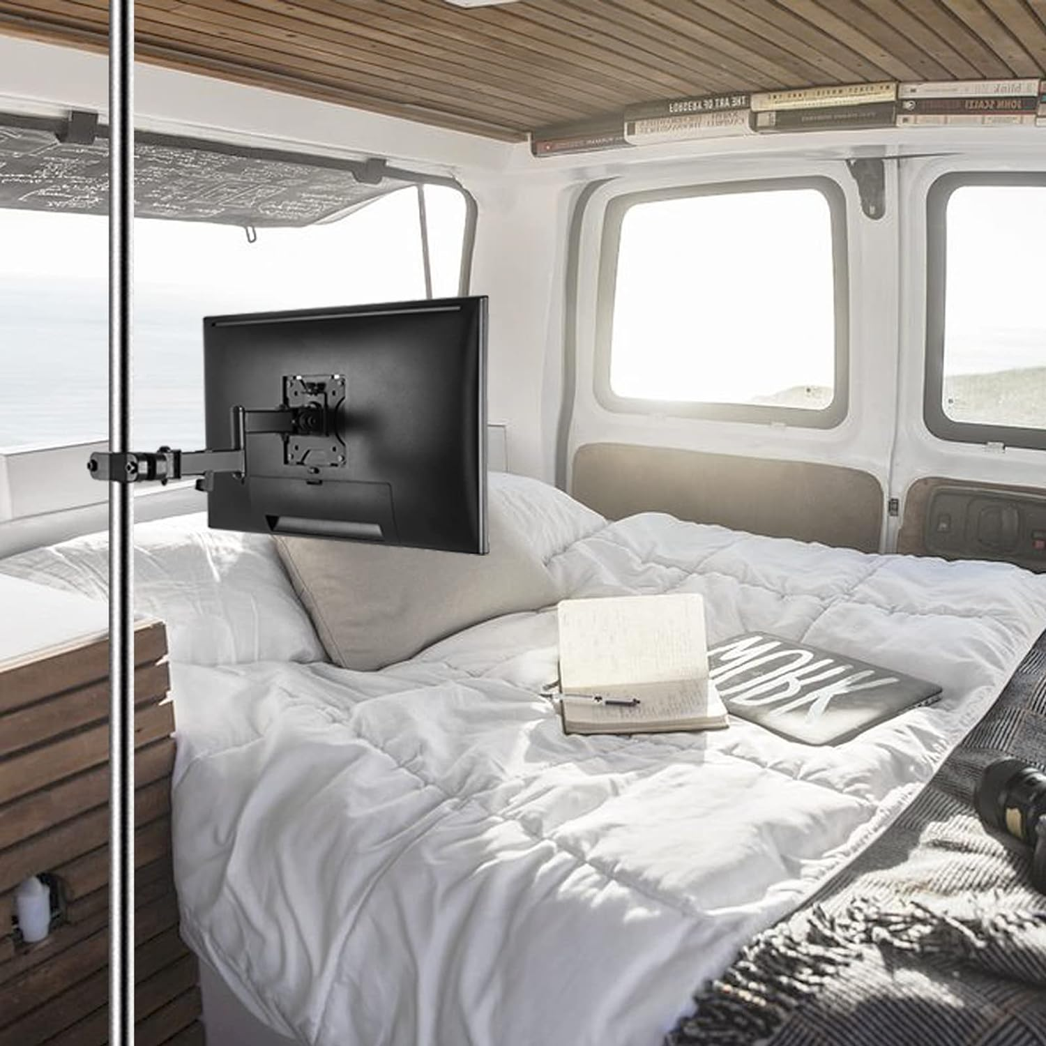 WORLDLIFT Pole Mount Monitor Arm Easy Clamp-On VESA Mount for 17-32" Screens Support up to 17.6Lbs/8Kg Compatible with 75X75 and 100X100 VESA Perfect Solution When Wall or Desk Mounting Isn'T Possible image number 2