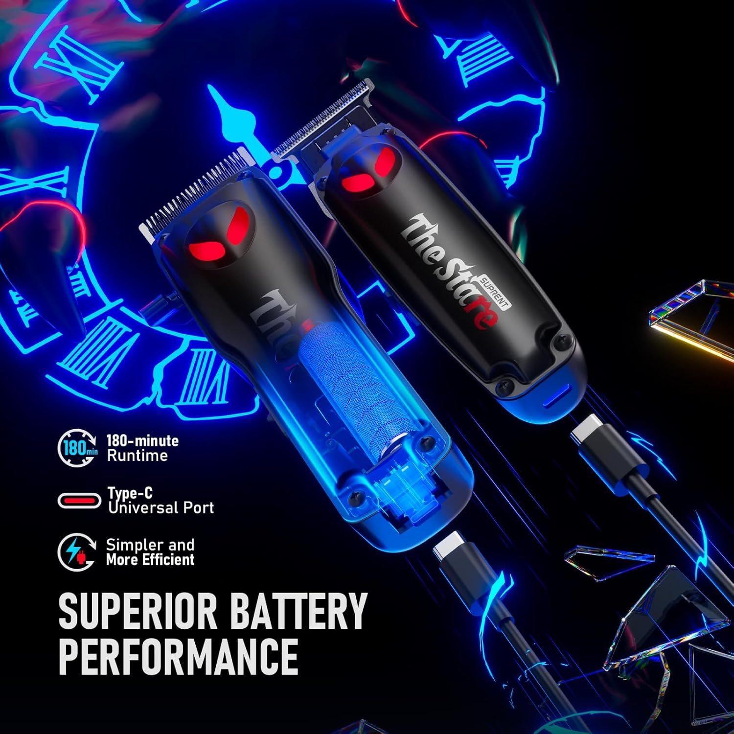 SUPRENT Professional Hair Clippers for Men &ndash; Cordless Hair Cutting Kit, Electric Clippers & Trimmer Combo Set, Rechargeable Haircut Kit for Barber & Home Use, 7500 RPM Motor image number 2