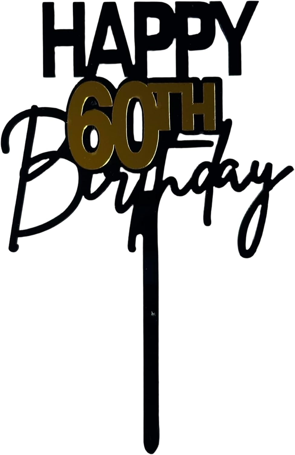 60 & Fabulous Sixty Acrylic Gold Mirror 60Th Birthday Cake Topper