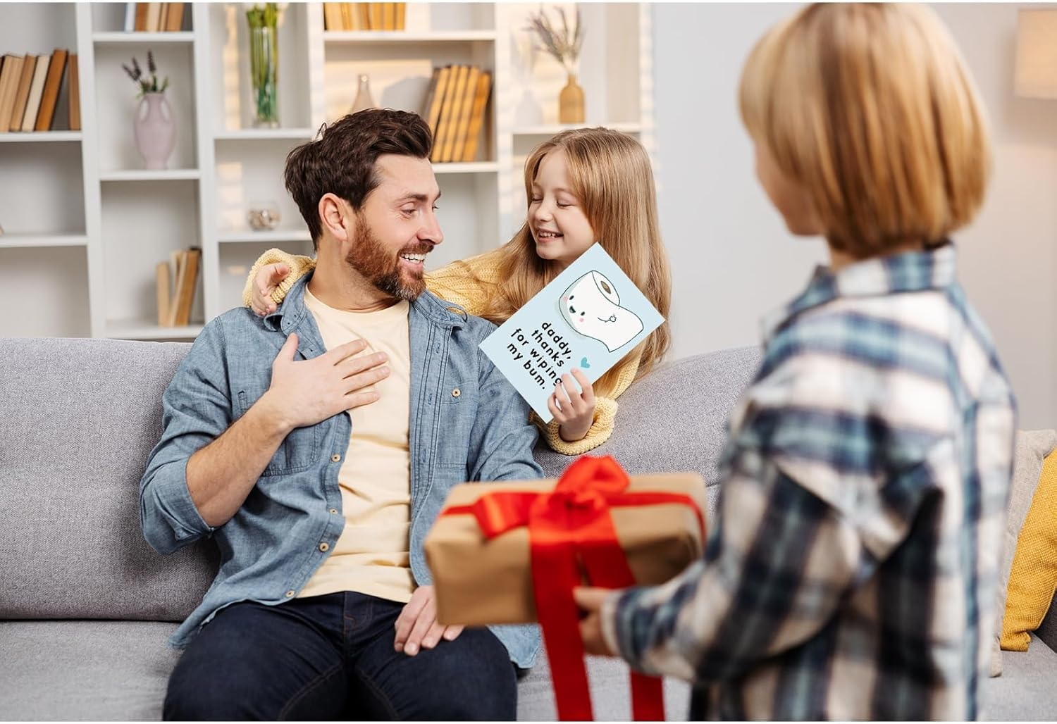 Funny First Fathers Day Cards Gifts for New Dad, Cute 1St Father'S Day Card Gift from Baby Son Daughter, Baby Daddy Fathers Day Card, Thanks for Wiping My Bum image number 5