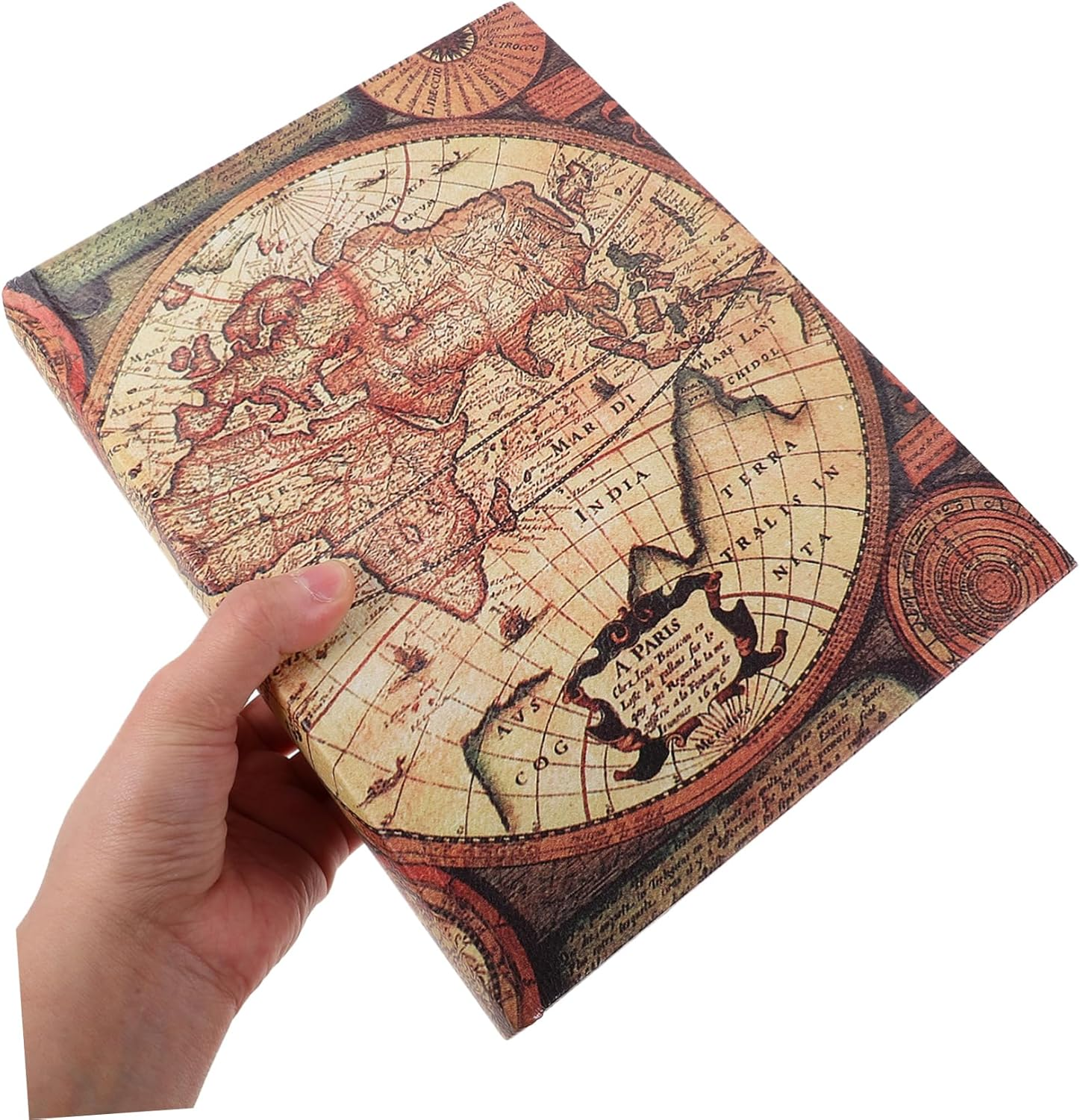 Vintage Rectangular Faux Book Box Medium Size Simulation Book Storage Box Antique Map Design Decorative Home Ornament Trinket Case