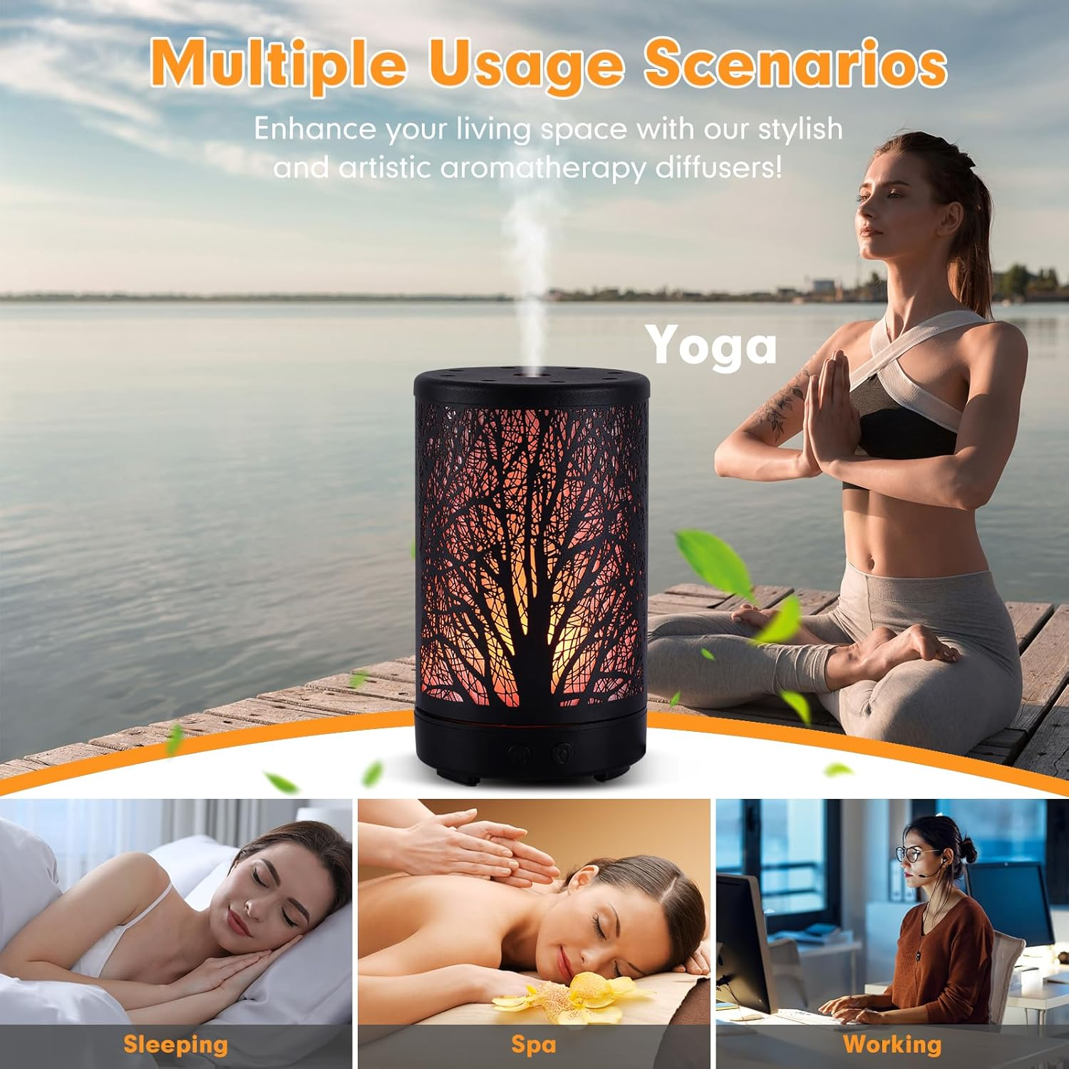 Metal Essential Oil Diffuser，Aromatherapy Diffuser 7 Colors Changed Ultrasonic Diffuser Air Led Diffuser Infuser Oil Machine Essential Oils for Diffusers for Home Large Room Office image number 5