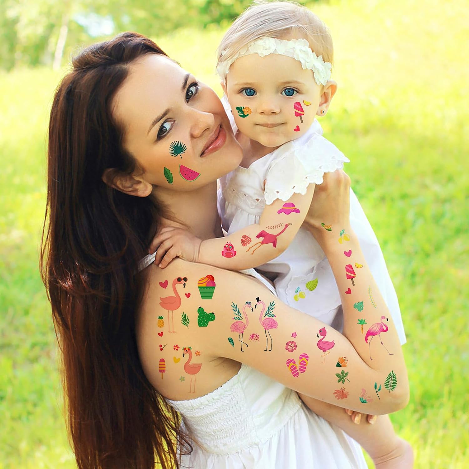 Temporary Tattoos Flamingo Pack of 10 Flamingo Tattoo Children'S Tattoo Stickers Summer Tattoos Temporary Waterproof for Flamingo Party, Birthday Party, Summer Gifts