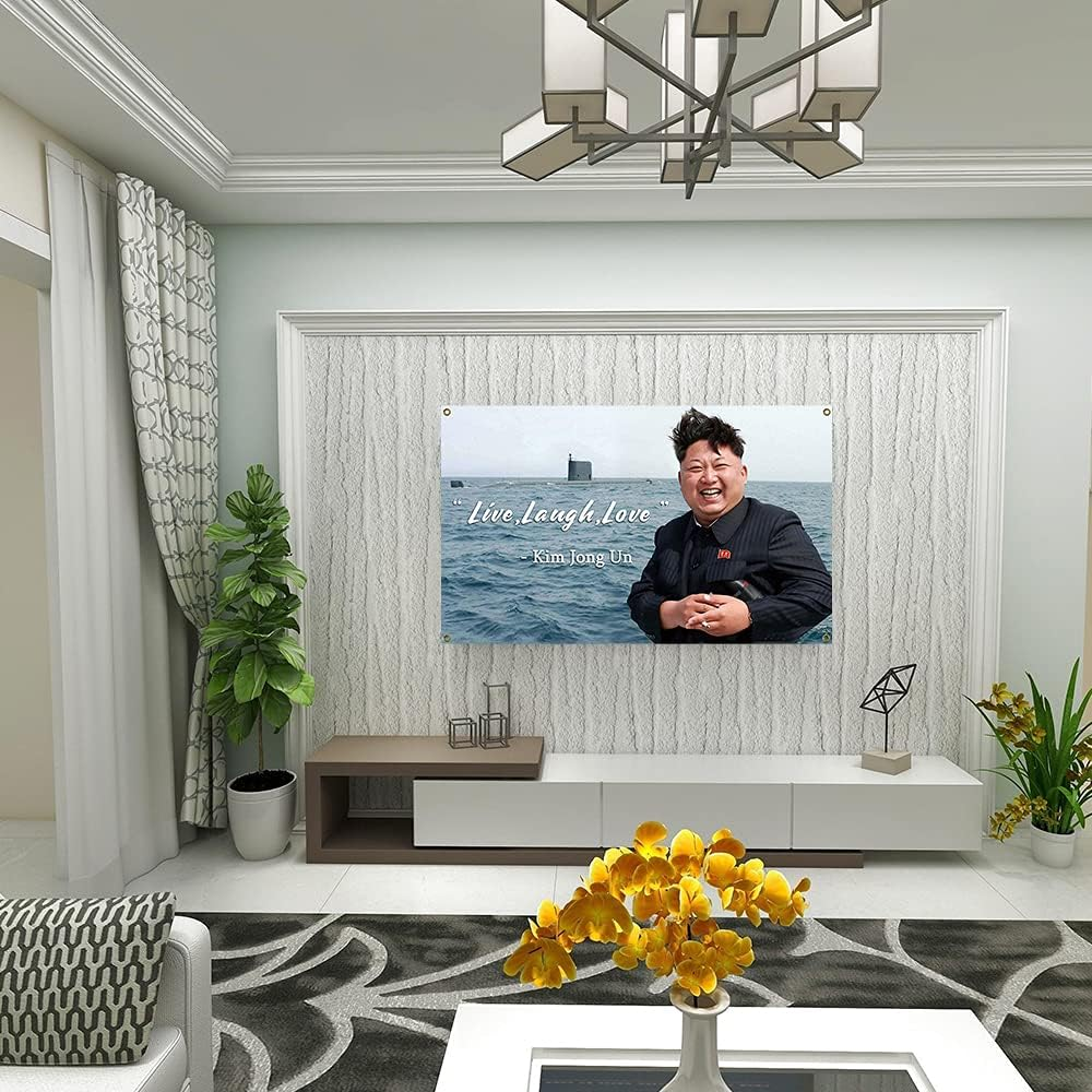 Kim Jong Un Flag Live Laugh Love 3 X 5 Feet Polyester Banner Dorm Banner with Four Brass Grommets for College Party Indoor and Outdoor Decorations image number 4