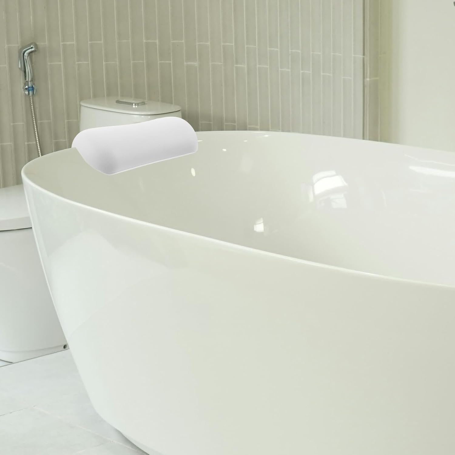 TOPPERFUN Silicone Bath Pillow with Non-Slip Suction Cups, Small Supportive Bathtub Cushion for Head and Neck, Quick-Dry Soft Tub Pillow for Spa and Home Bathing Use image number 2