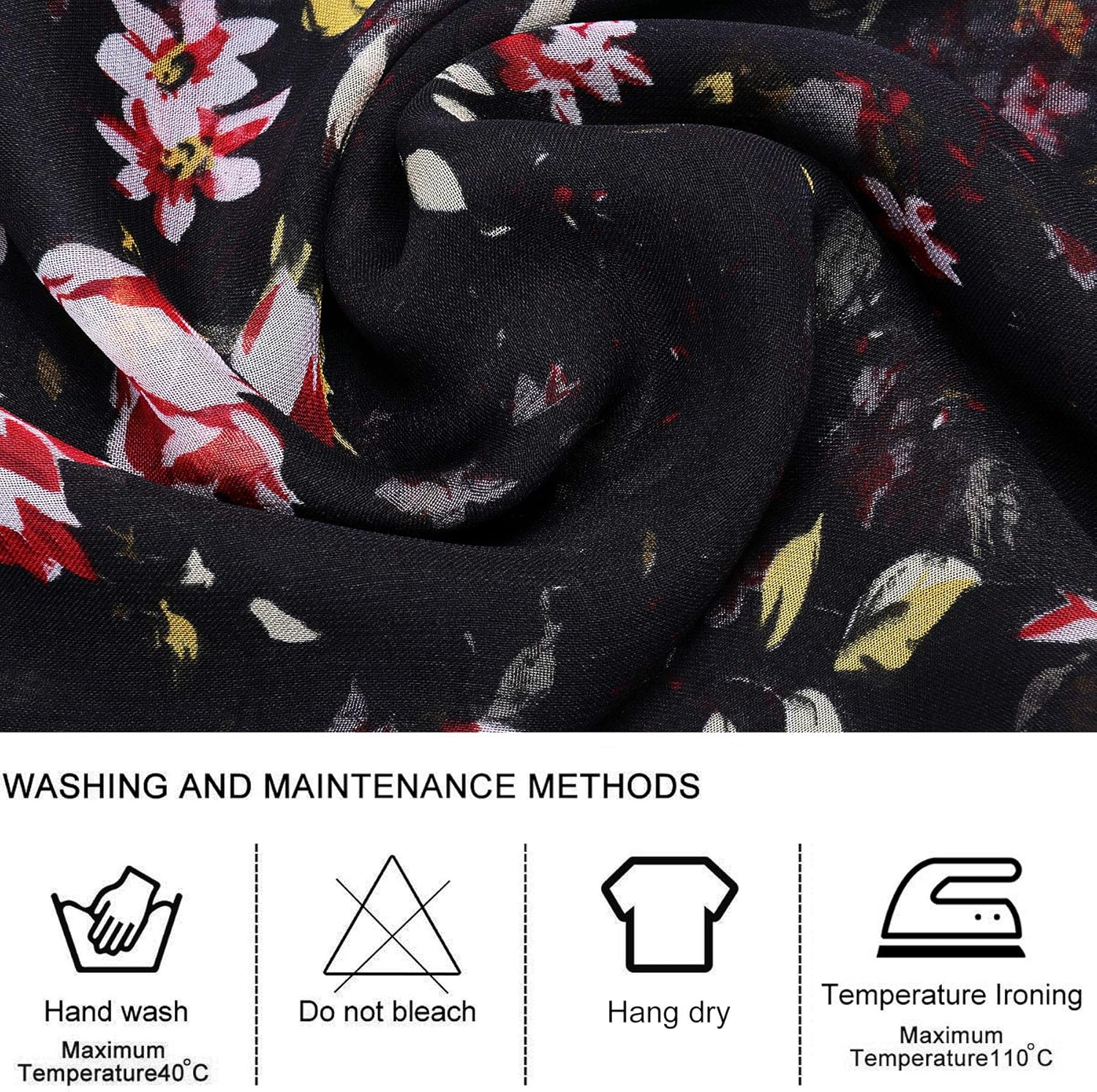 Floral Print Chiffon Scarf - Womens Fashion Scarfs Lightweight Head Scarf Sunscreen Scarves Shawls Wrap for Women