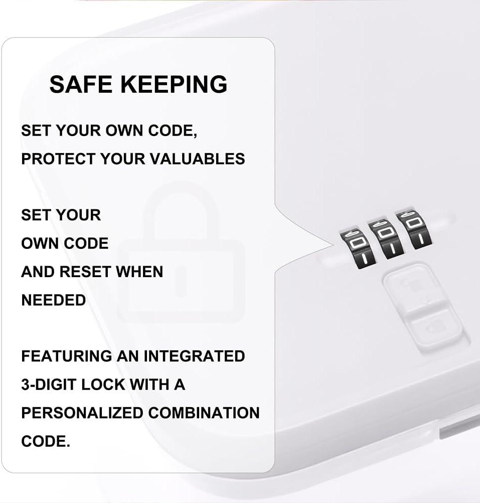 Lockable Storage Box,Medicine Lock Box Travel Case,Refrigerator Bin Container for Food,Medicines,Snacks,Locking Mobile Cell Phone Smart Device Jail,Small Lockbox for Office,Home,School (White) image number 1