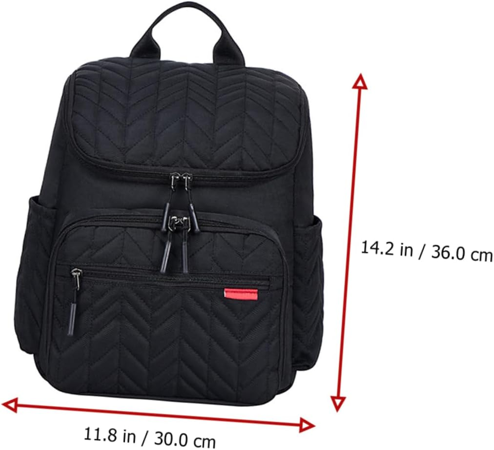 Large Capacity Diaper Bag Backpack for Moms Embroidered Stitching, Wet-Dry Separation, Multifunctional Mummy Bag for Outdoor Travel and Baby Products Organization, Classic Black image number 3