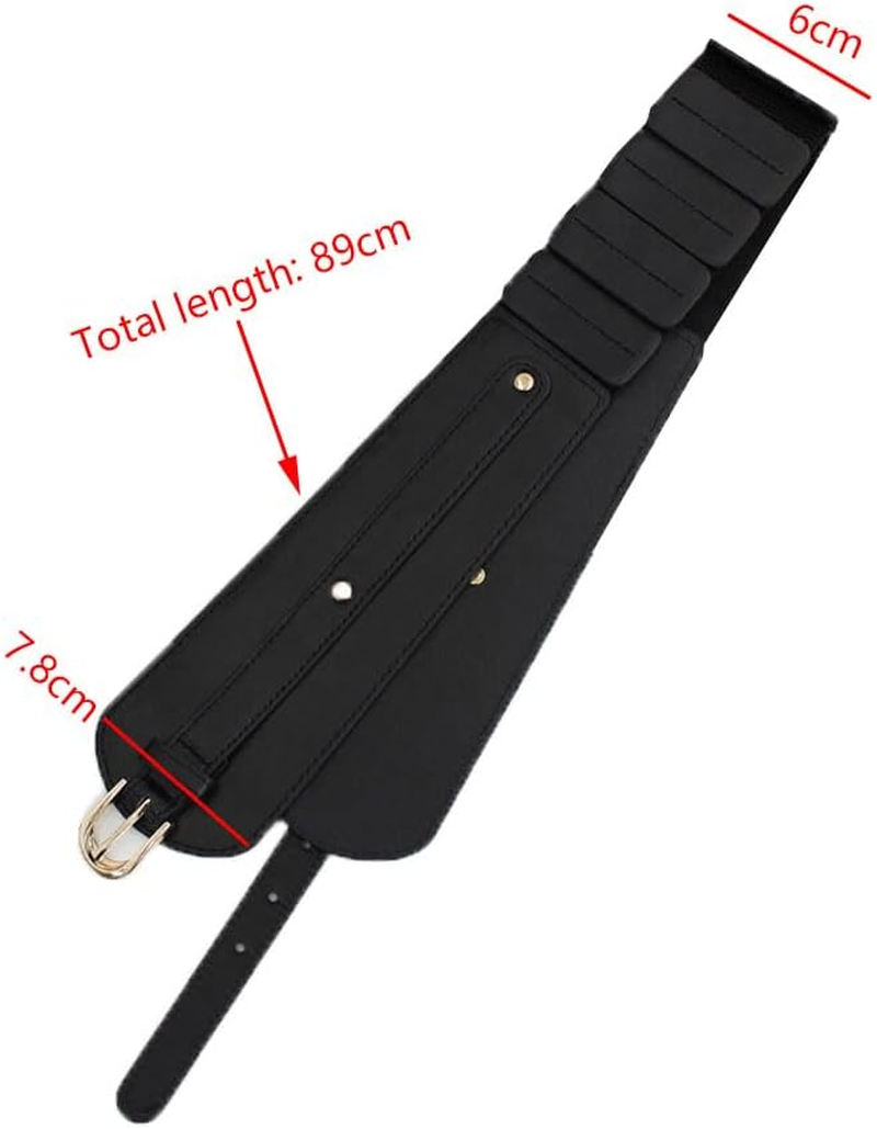 Naisfei Leather Wide Stretch Elastic Buckle Cinch Waist Wide Belt, Vintage Waist Belts for Ladies Girls, Buckle Length Adjustable Casual Ladies Belts, Fashion Accessory for Dresses & Coats(Black)