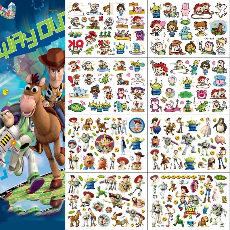 BUYUP 8 Sheets Temporary Tattoos Stickers, Tattoos for Kids,Kids Tattoos Temporary, Birthday Party Supplies Decorations Party Favors, Gifts for Boys Girls School Classroom Rewards