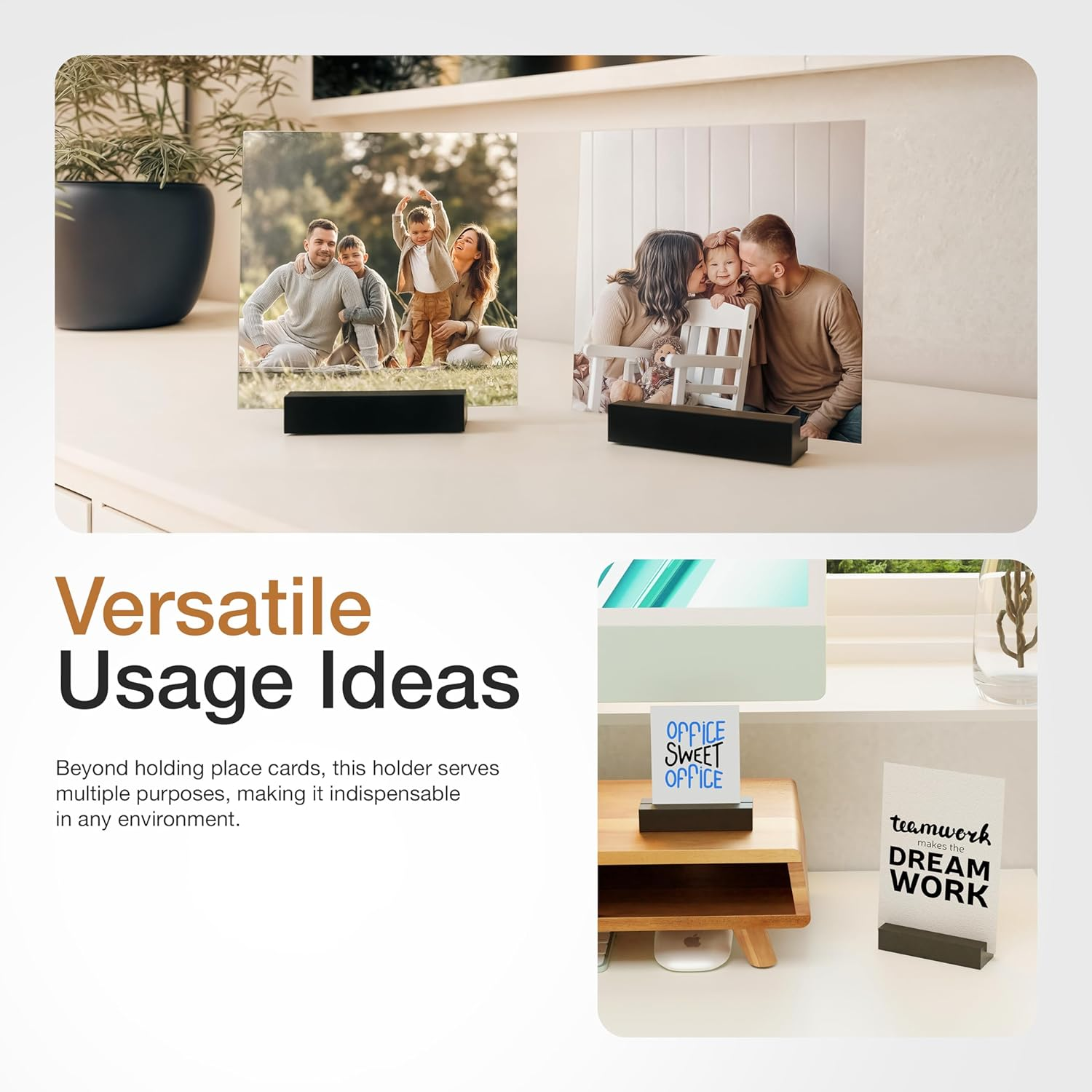 Tidita Place Card Holder 4.7X1.6X1 Acacia Wood-Acrylic Sign Holders - Table Card Display Stands, Perfect for Table Number Signs, Wedding Party Events - Acrylic Sign NOT Included (Pack 20 Black Color) image number 6