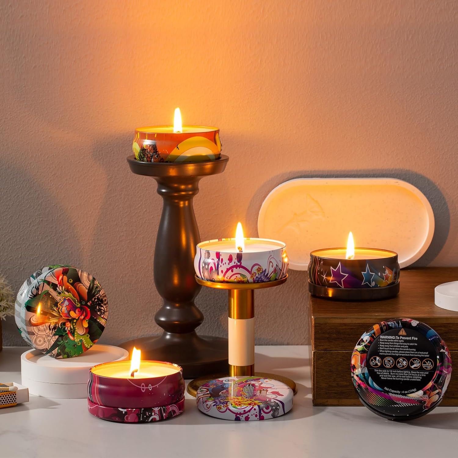 Opeshar Upgrade 24 Pieces 4Oz Large Caliber Candle Tins, Empty Candle Jars, round Container with Lids,Includes Pre-Cut Wicks, Wicks Holder for DIY Candle Making