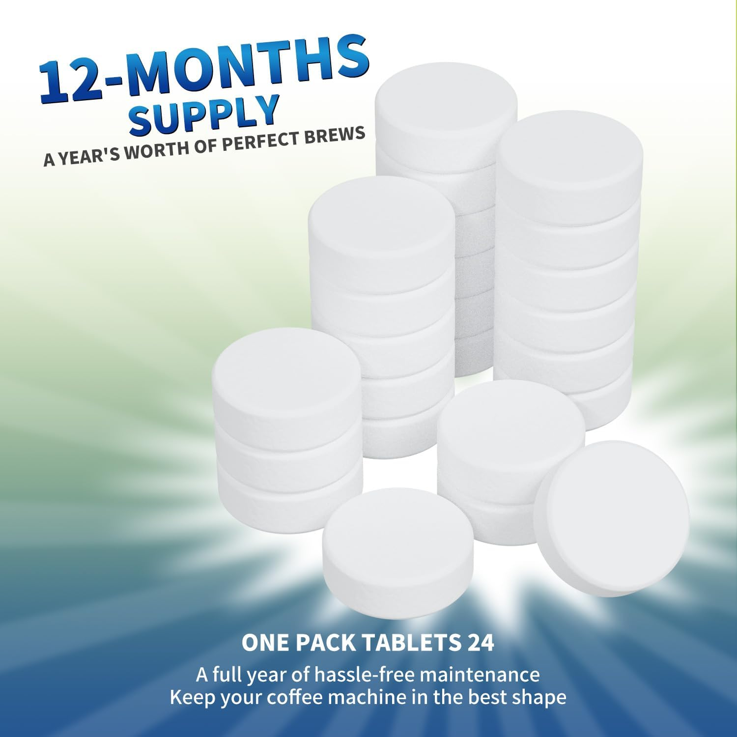 Coffee Machine Cleaner Descaler Tablets - 24 Count Compatible with Keurig, Ninja, Delonghi, Miele, Coffee Maker Pot Descaling,Descaling and Cleaning Tablets for Coffee Pot & Machines image number 2