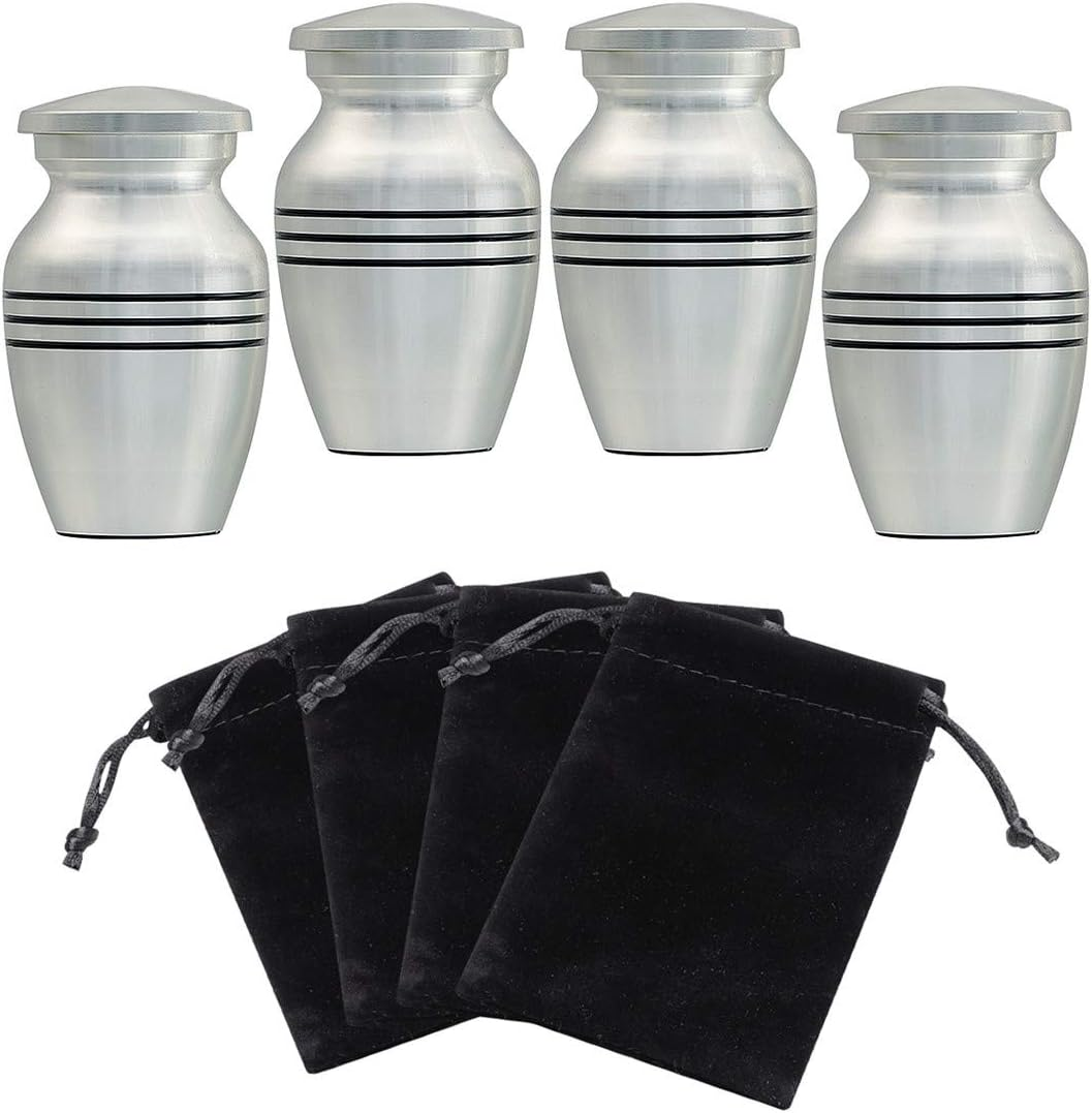Small Keepsake Urn for Human or Pet Ashes, Hard Metal Cremation Mini Funeral Urn with Velvet Bag image number 1