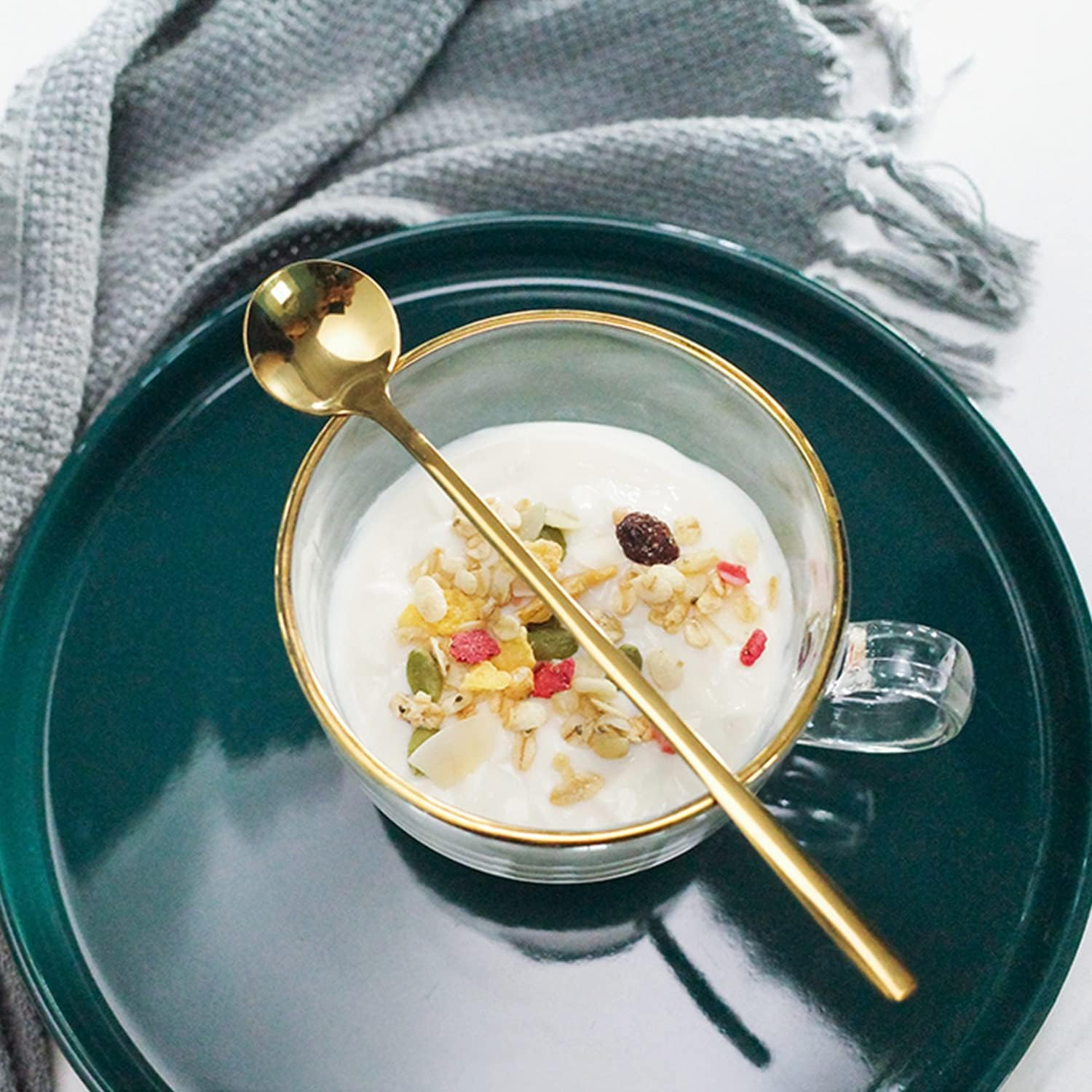 4 Pack Stainless Steel Coffee Spoon, 6.7 Inch Stirring Spoons, Cocktail Stirring Spoons for Coffee Tea Dessert Cake Ice Cream Cappuccino (Gold) image number 6